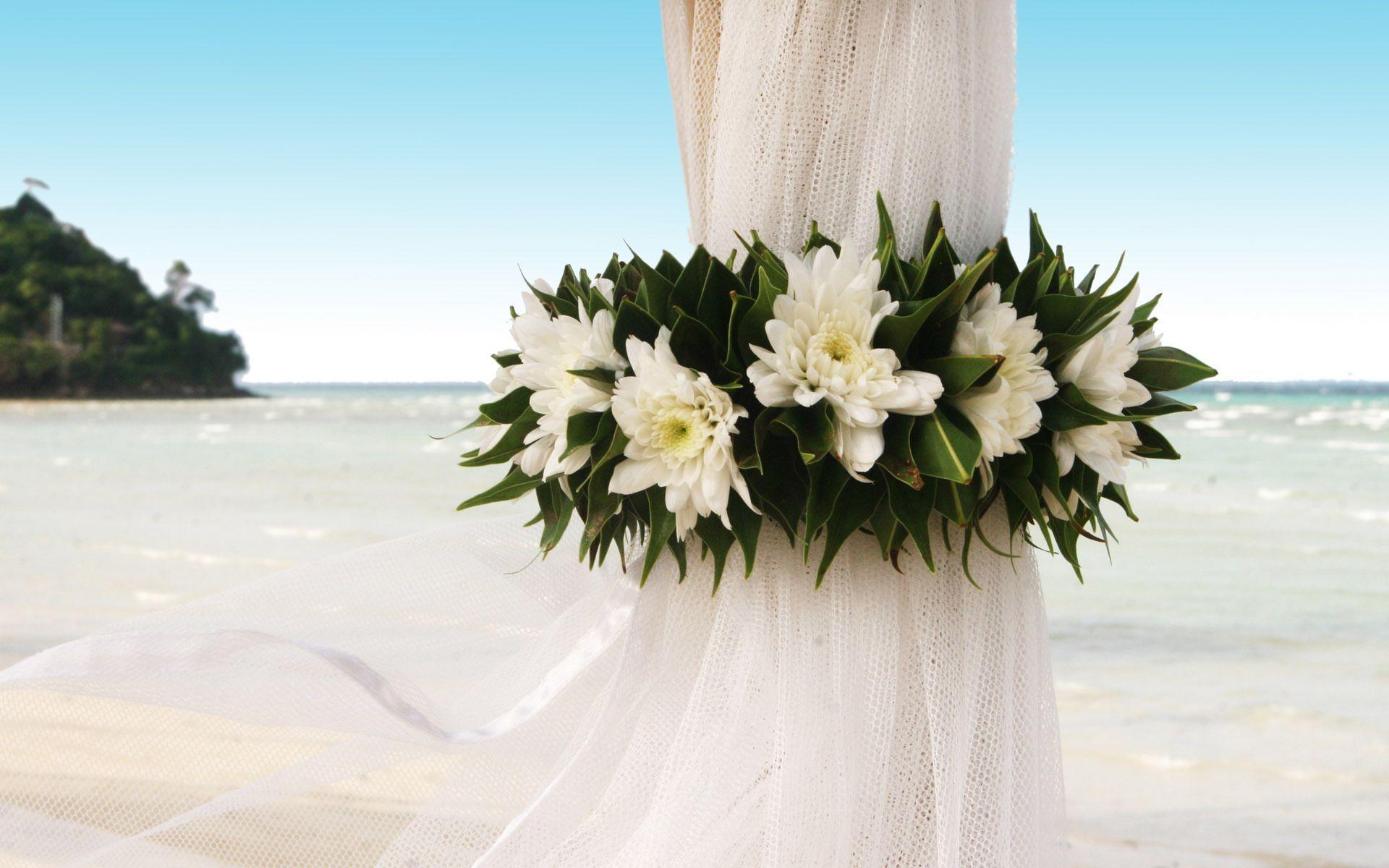 1920x1200 curtain Flowers coast ocean wedding wallpaper desktop background