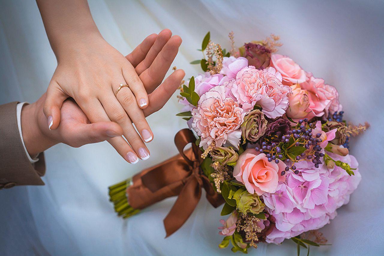 1280x853 Picture Wedding Manicure Bouquets flower jewelry ring Hands