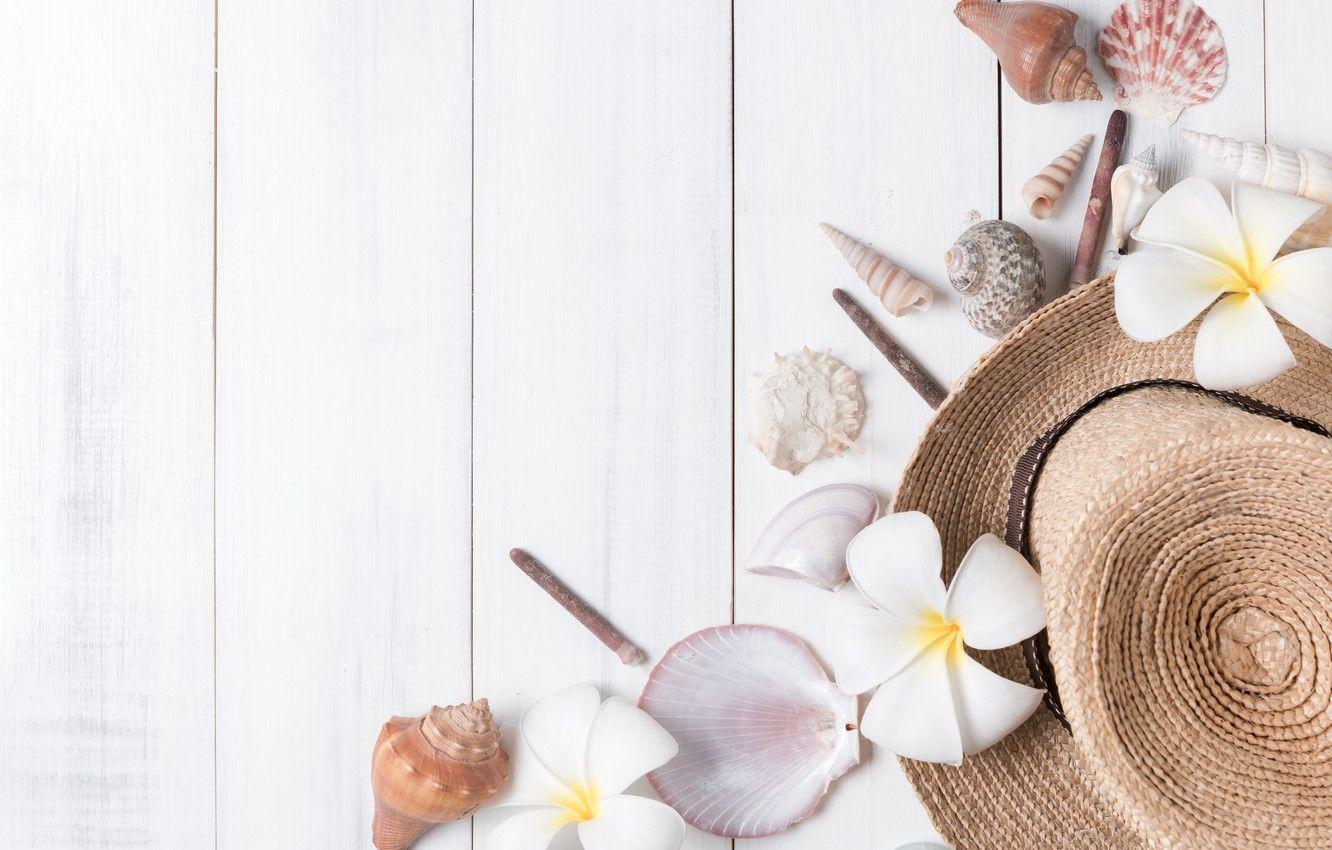 1332x850 Wallpaper beach, summer, flowers, stay, star, vacation, hat, shell