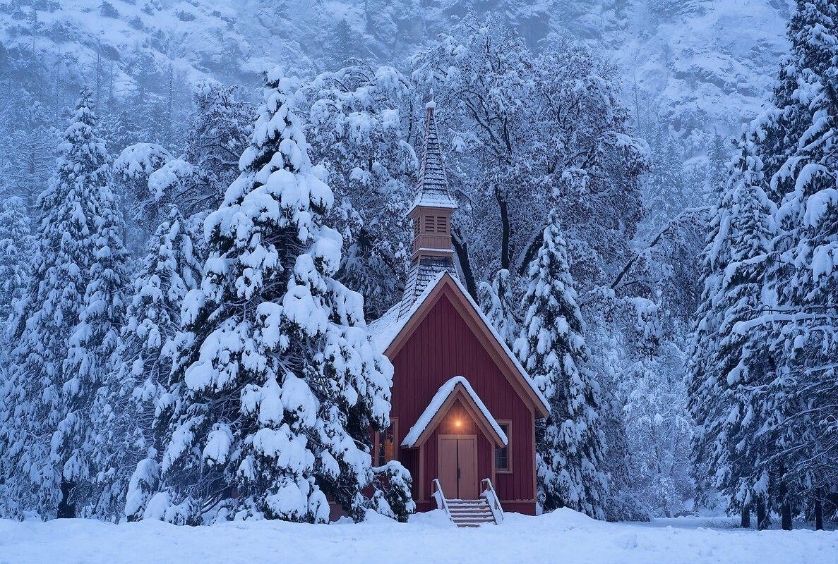 1187x800 Yosemite Valley Chapel In Winter Free Wallpaper download
