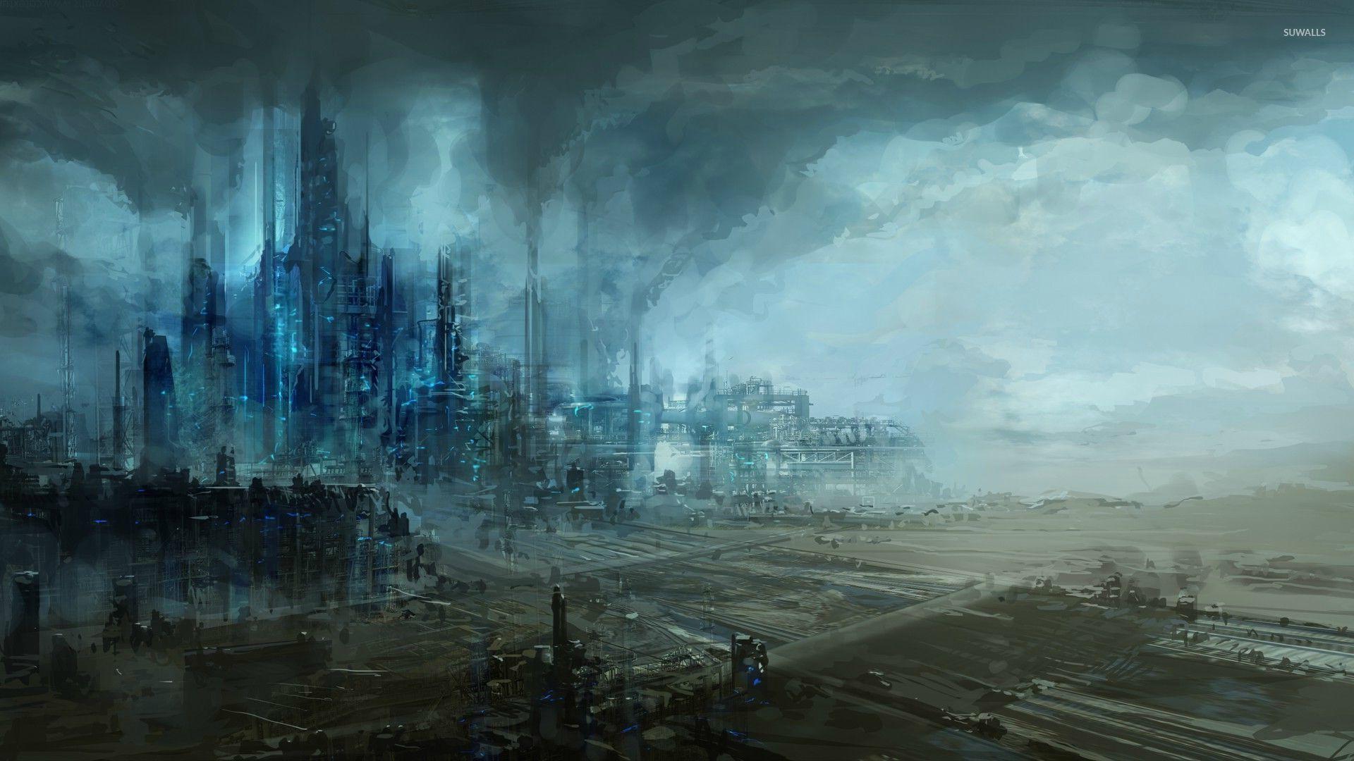 1920x1080 Futuristic industrial area wallpaper wallpaper
