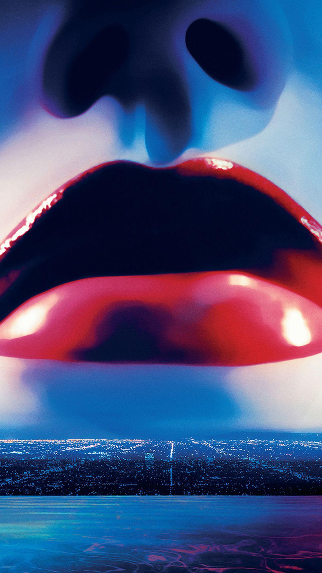 1242x2208 Lips Poster Film Neon Demon Red Blue Art Illustration