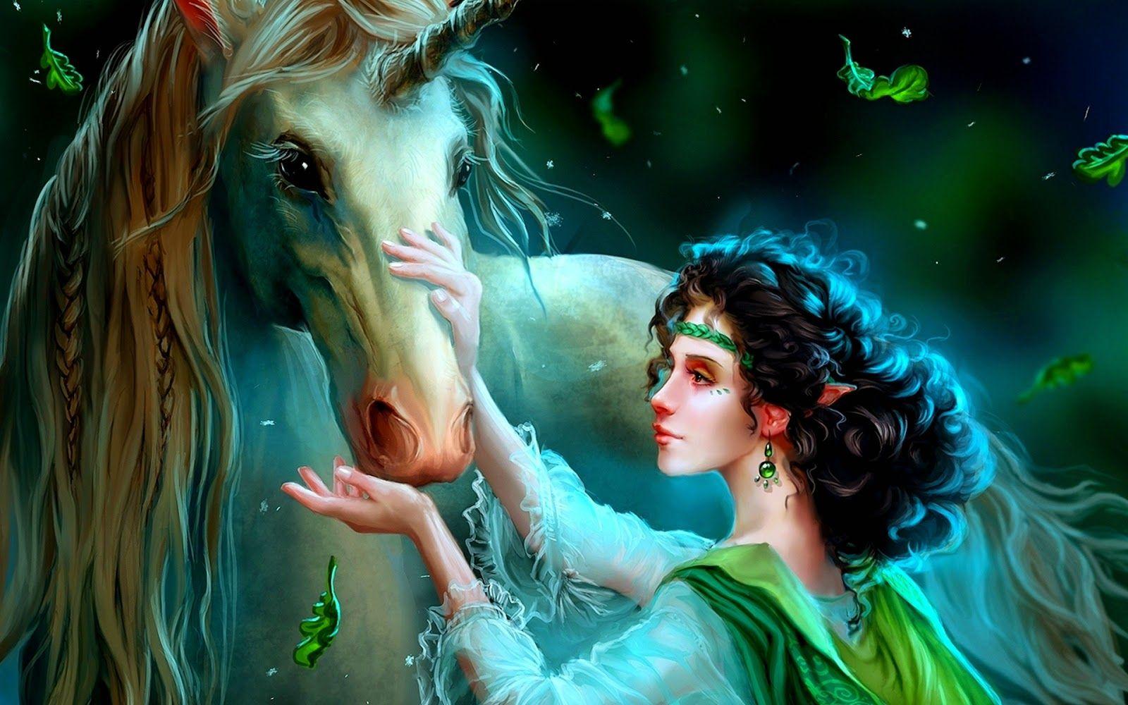 1600x1000 Princess with unicorn horse fairy tale story image for girls