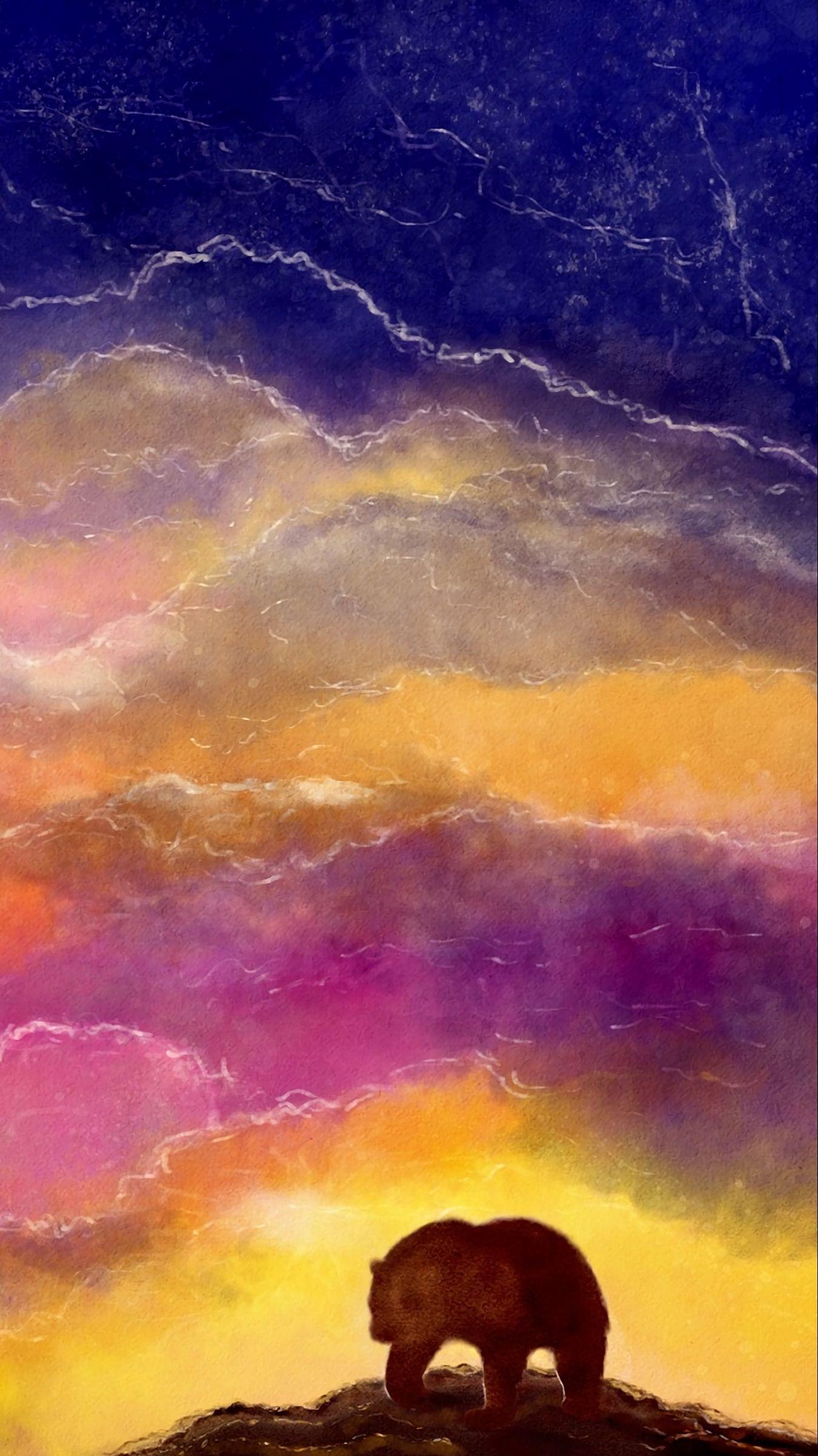 1350x2400 Download wallpaper 1350x2400 bear, art, colorful, sky iphone 8+