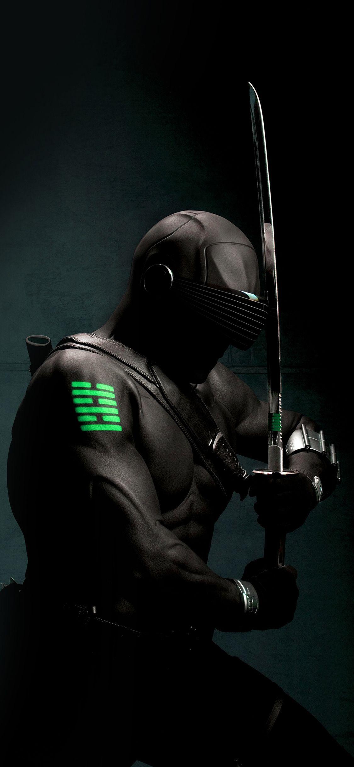 1125x2436 Gi Joe Snake Eye Ninja Art Dark Hero Green Wallpaper