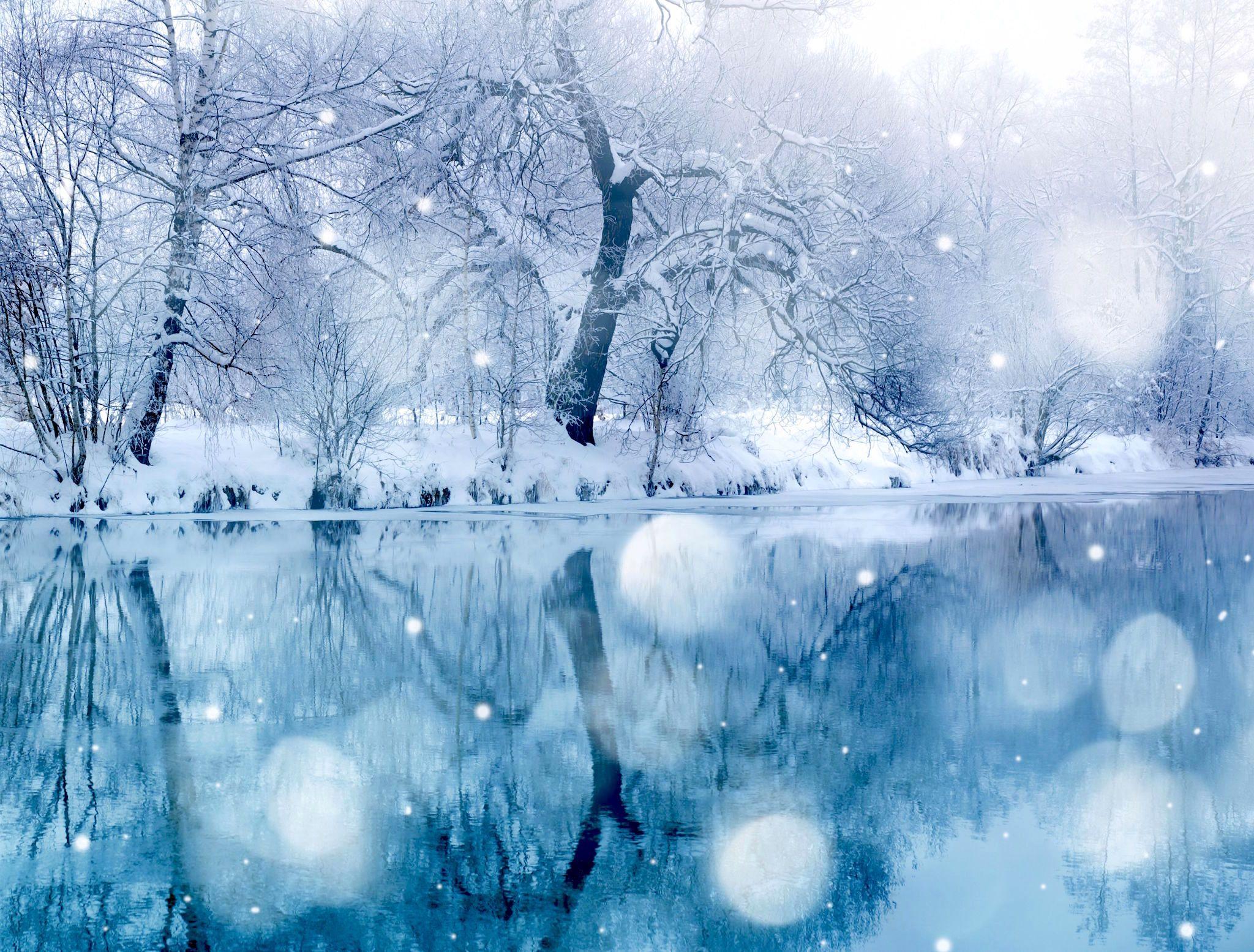 2048x1555 Snowy Lake Wallpaper. Free HD Winter Image