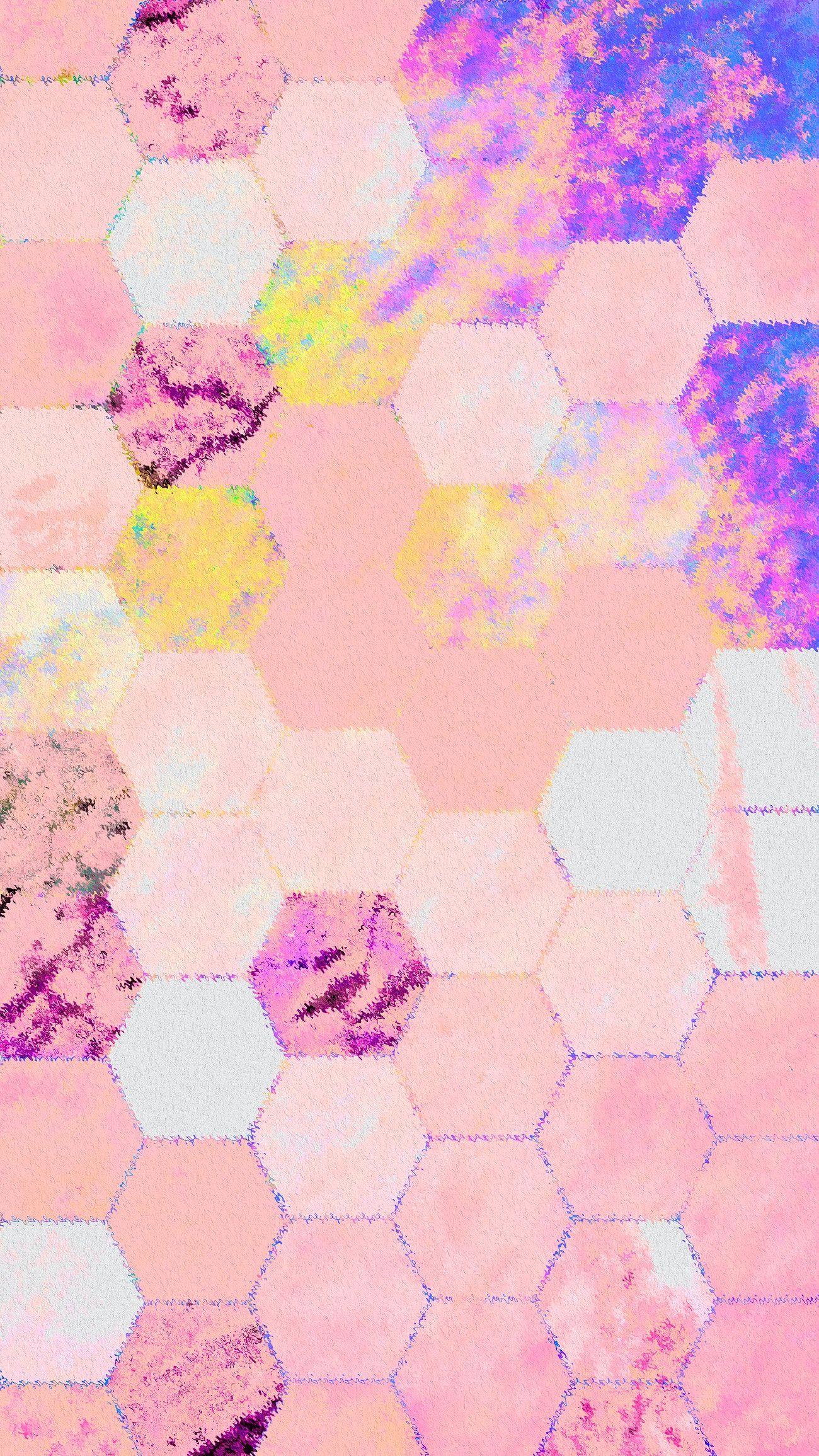 1300x2311 Hexagon pink marble tiles patterned mobile wallpaper. Free