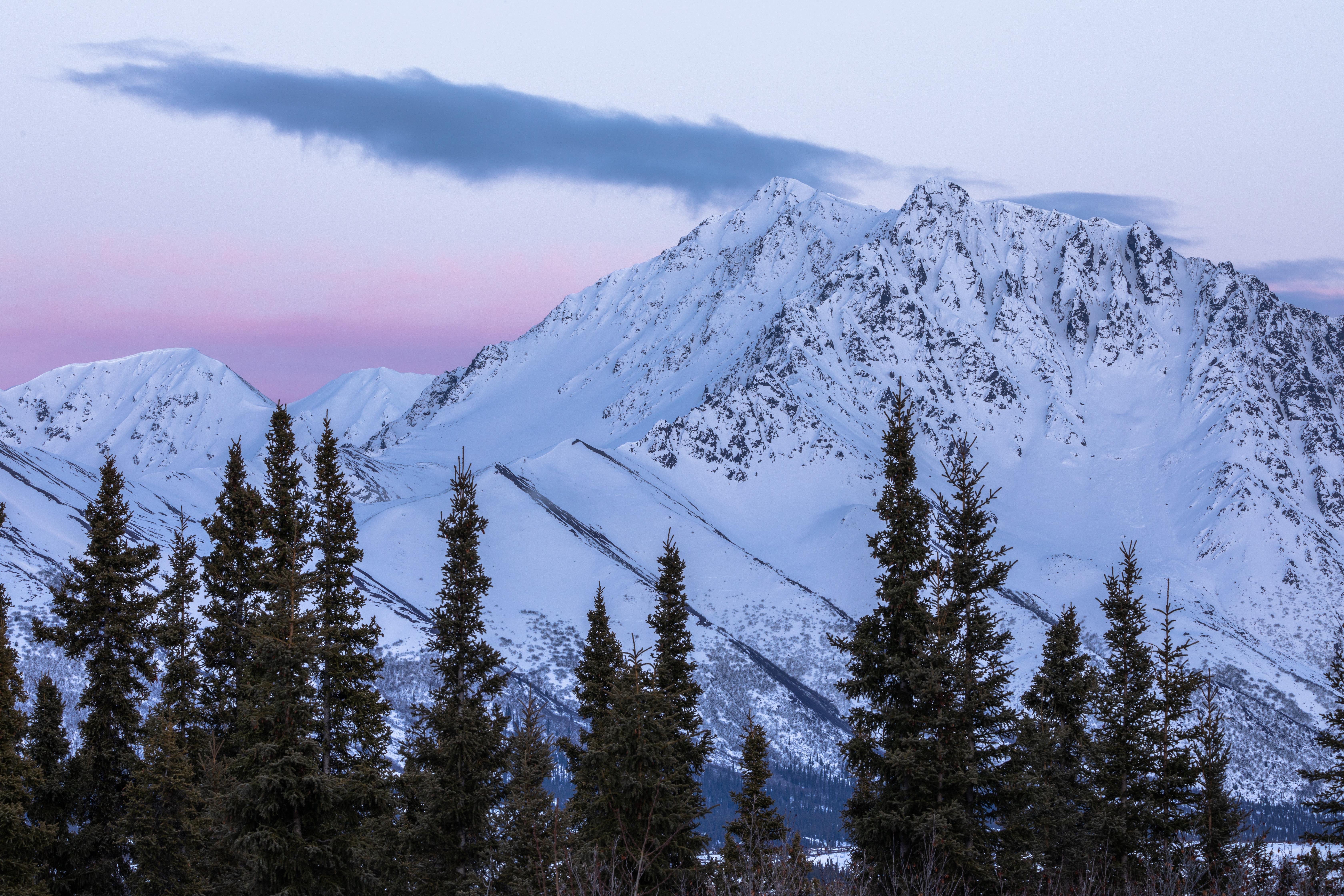 6720x4480 wallpaper mountains, trees, snow, snowy, landscape HD : Widescreen : High Definition
