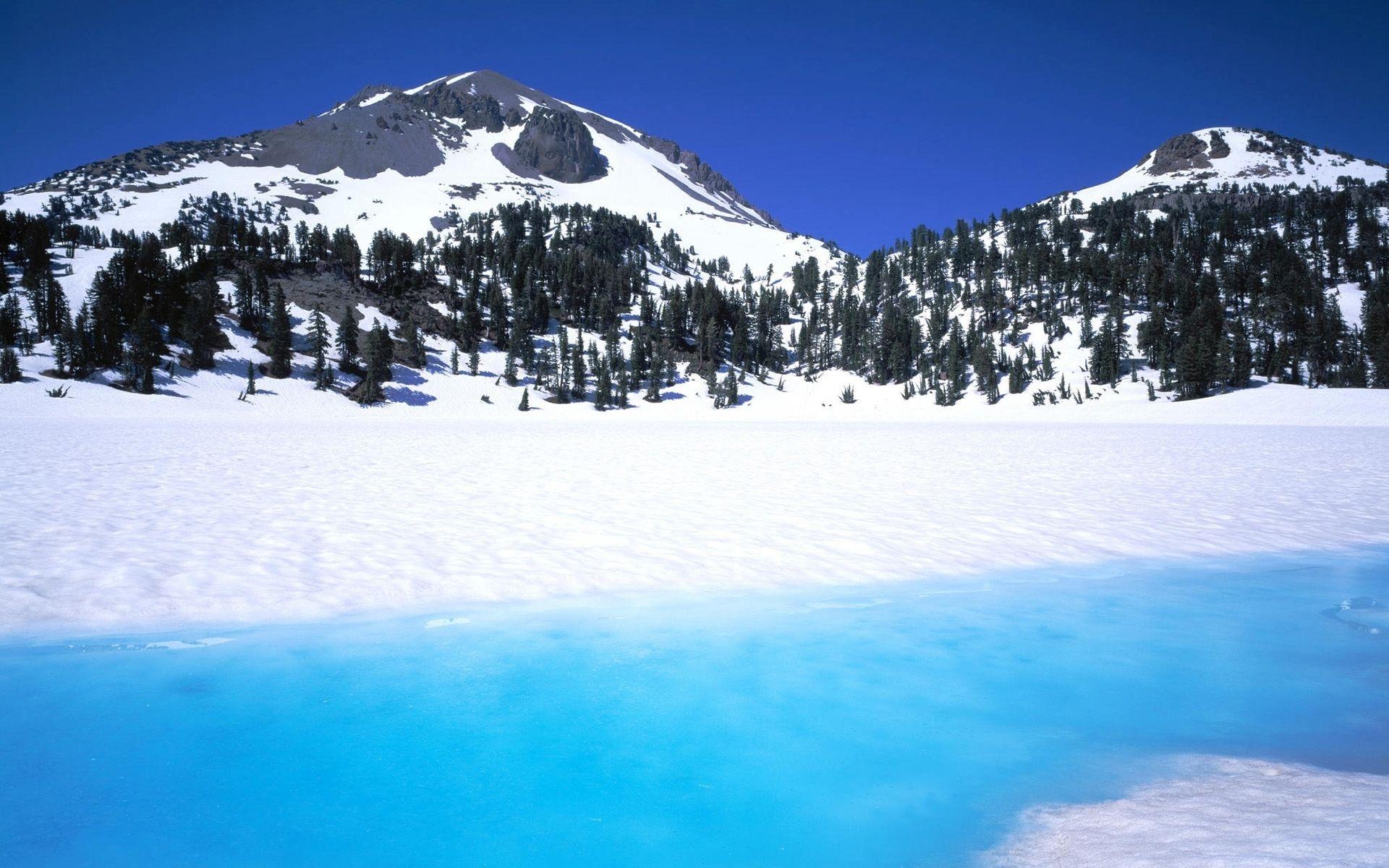 1920x1200 Azure Lake Peaks Trees Snowy wallpaper. Azure Lake Peaks Trees
