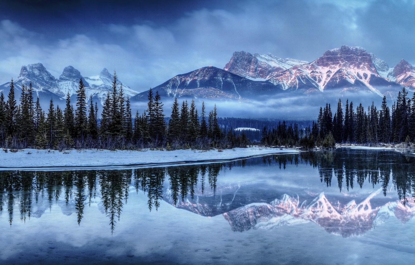 1332x850 Lake In Winter Wallpaper