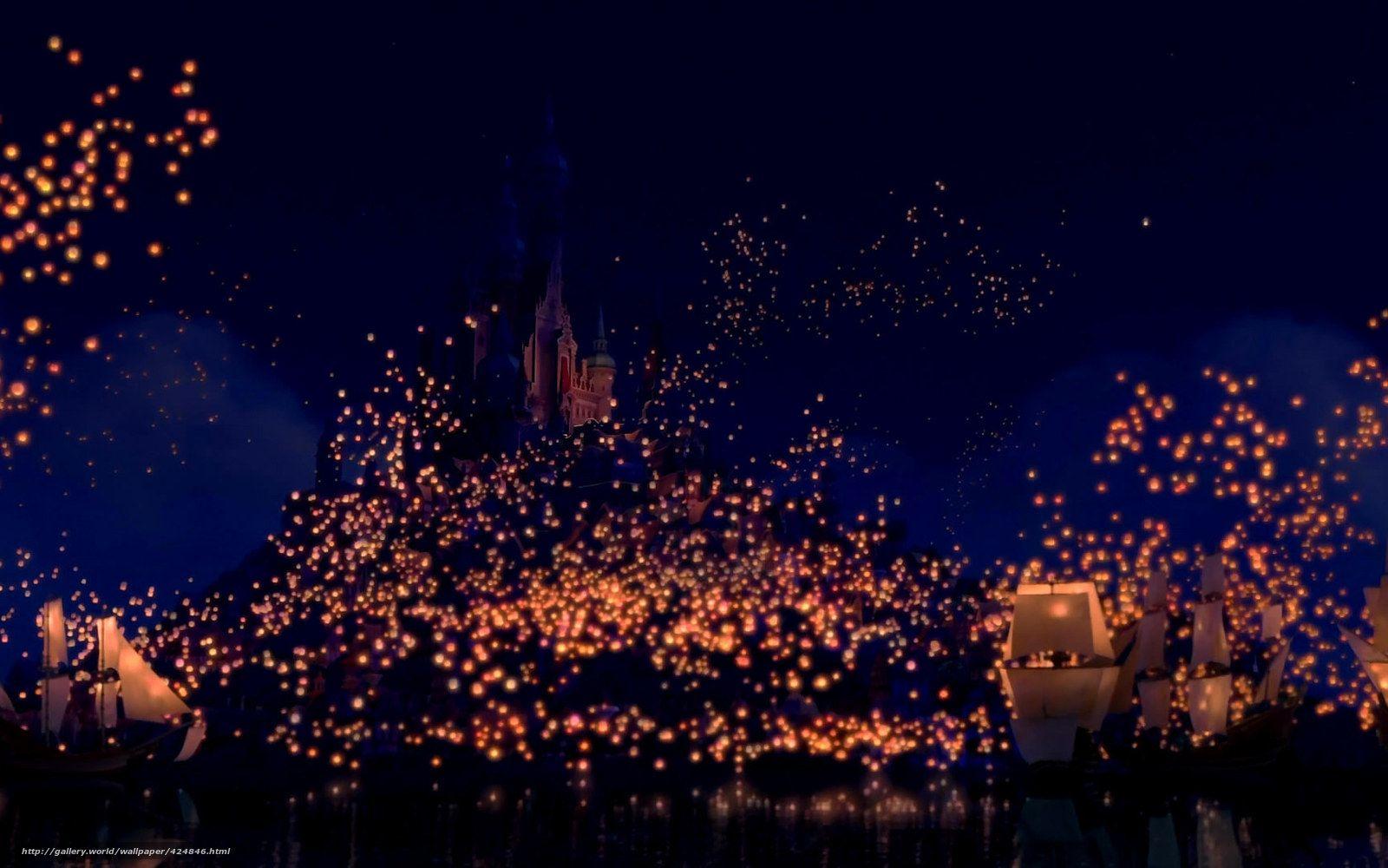 1600x1000 Free download wallpaper Tangled dream flashlights castle desktop