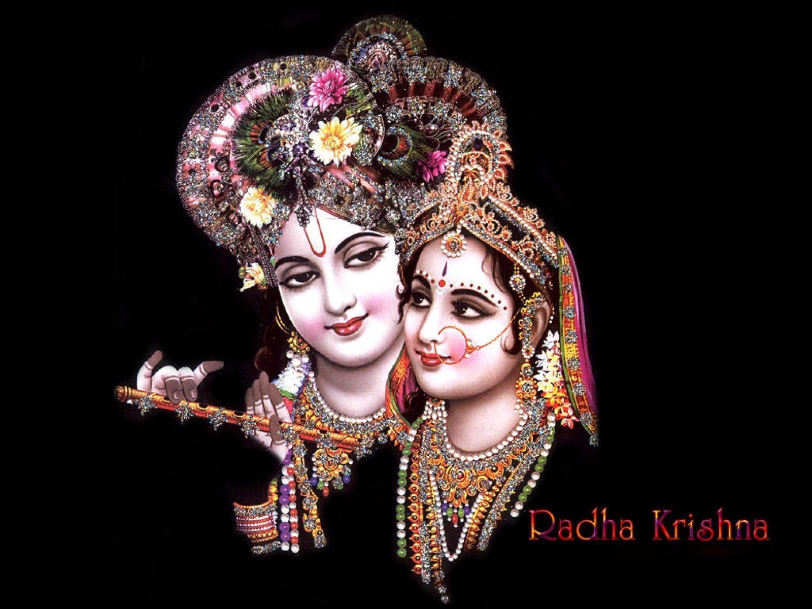 1600x1200 Radha Krishna Black Wallpaper