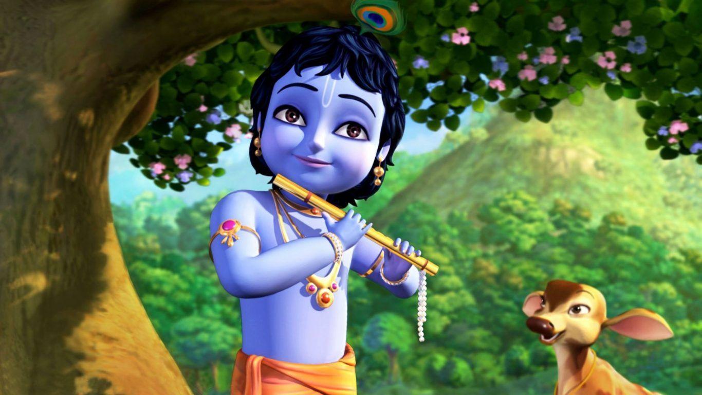1366x768 3D HD Wallpaper Krishna. Hindu Gods and Goddesses