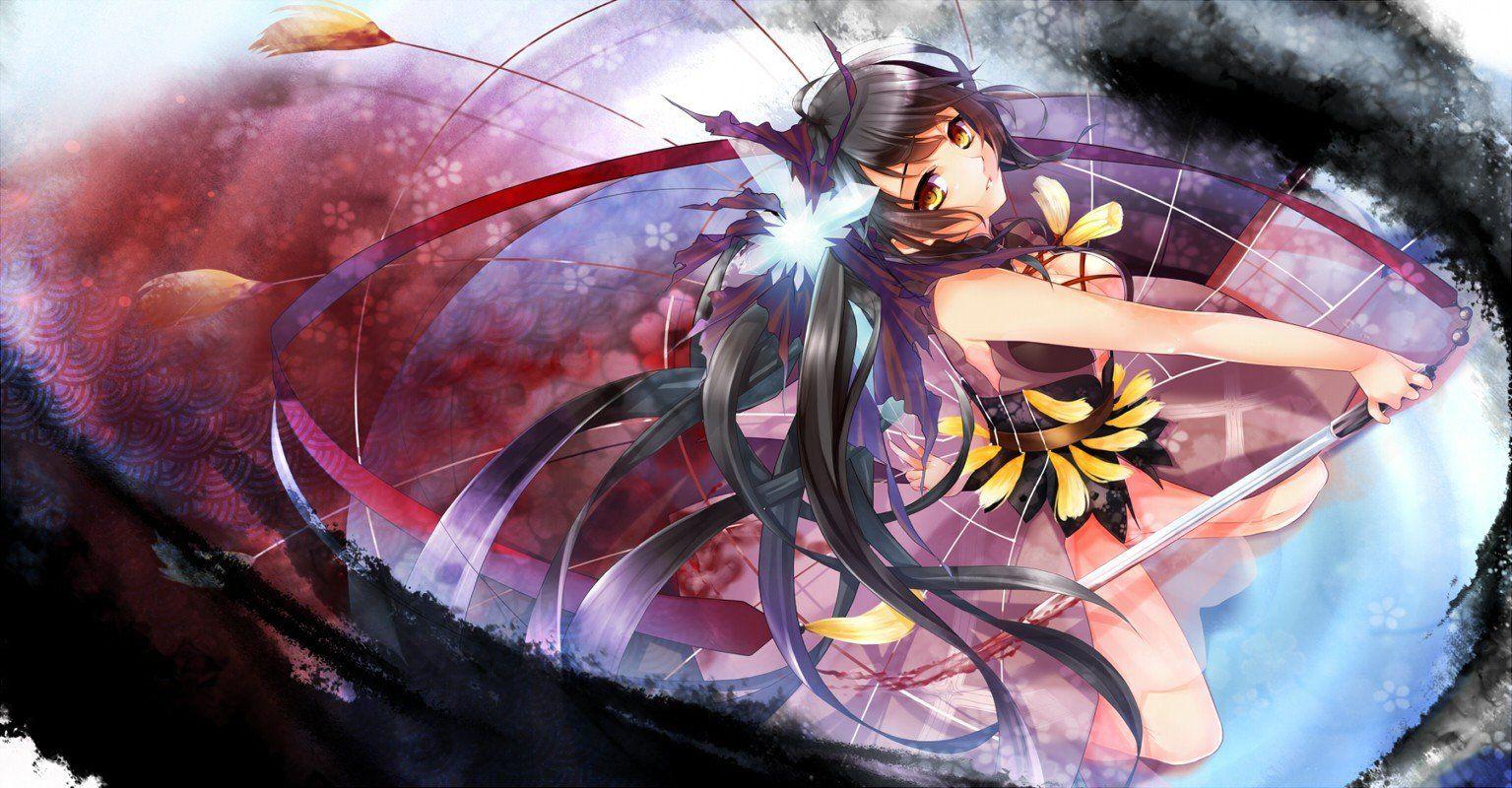 1535x800 anime girls, Anime, Original characters, Sword Wallpaper HD