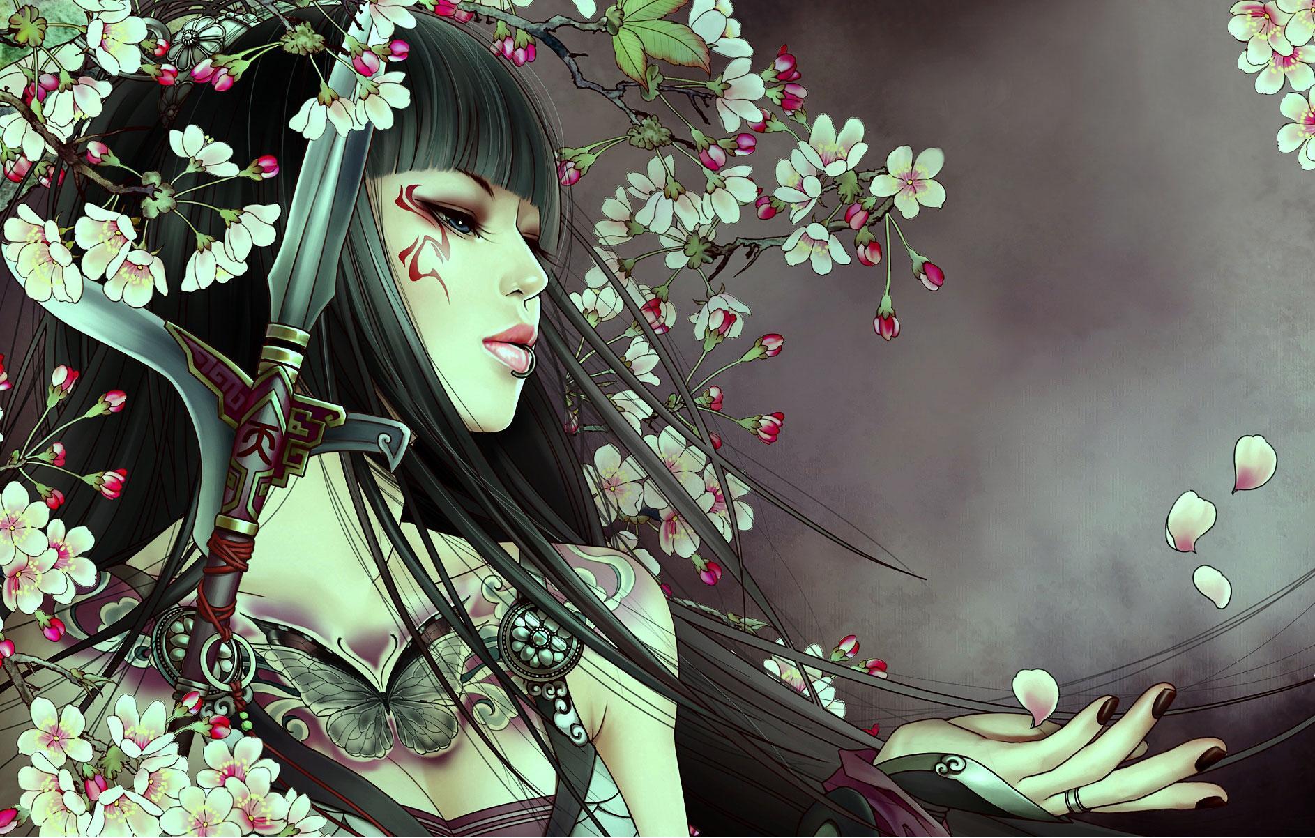 1886x1202 Anime Girl With Sword Wallpaper