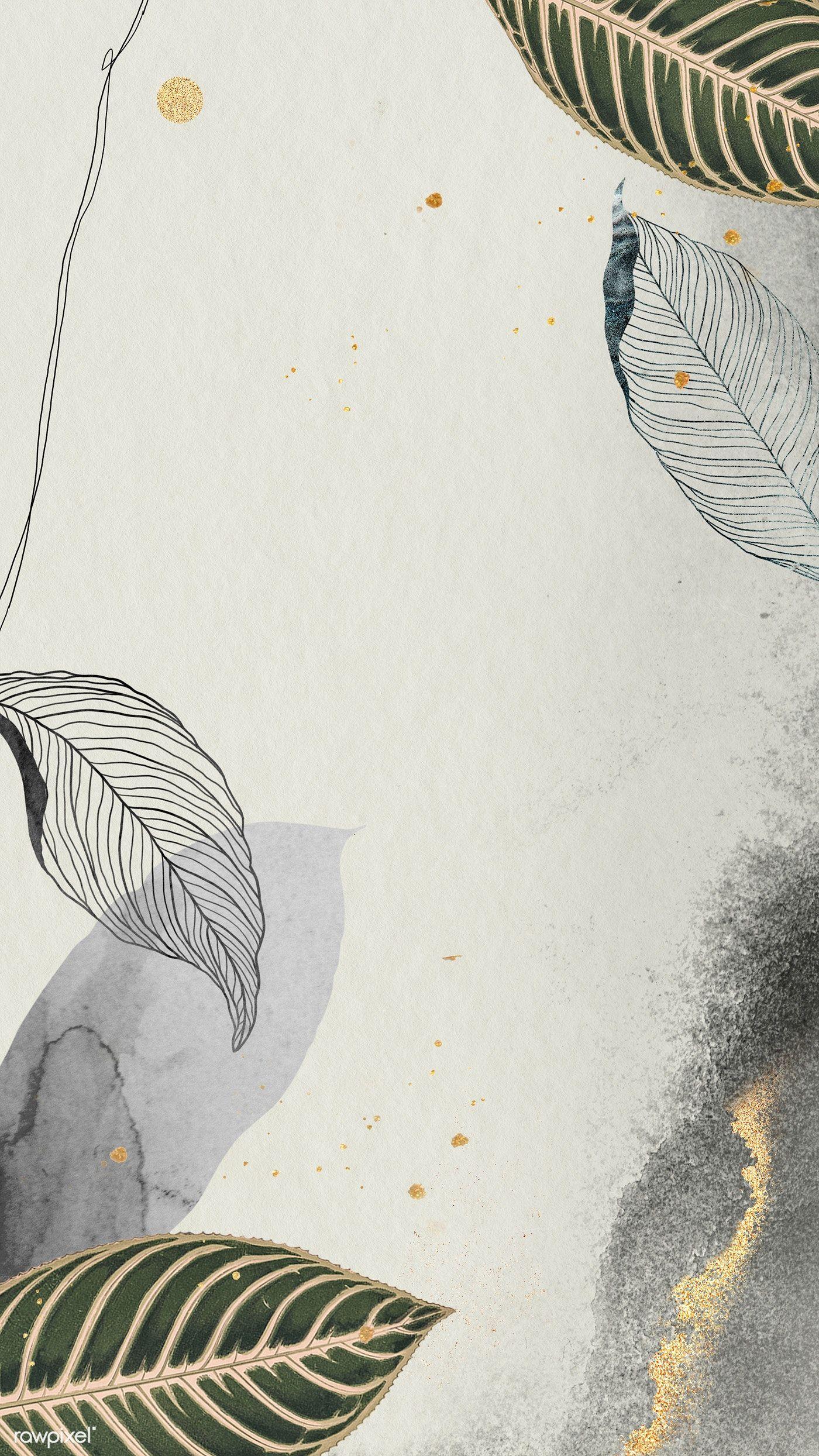 1400x2489 Detailed botanical gold leaf mobile phone wallpaper /. Leaves wallpaper iphone, Watercolor wallpaper iphone, Watercolor wallpaper
