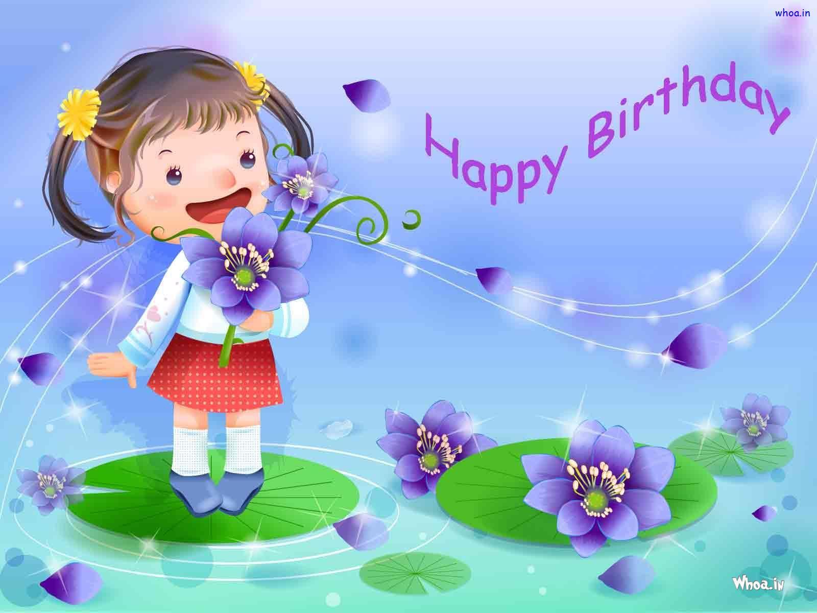 1600x1200 Happy Birthday Girl And Blue Background HD Wallpaper