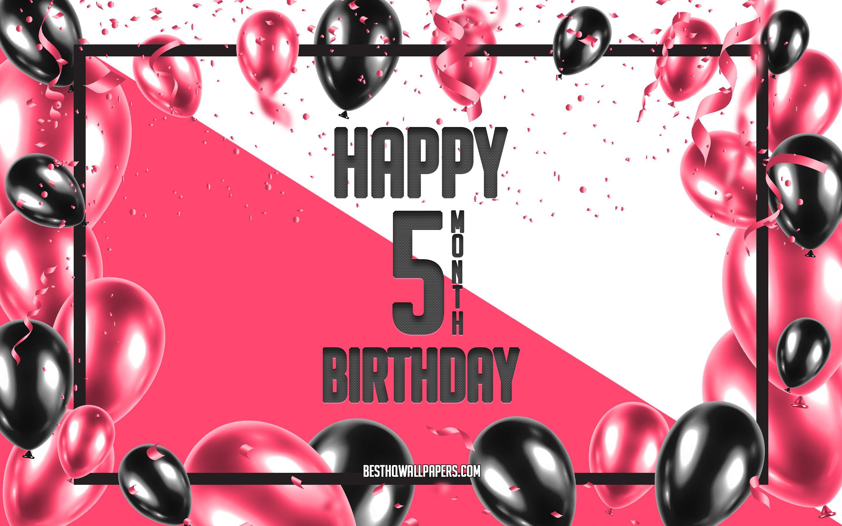 2880x1800 Download wallpaper Happy 5 Month Birthday, Birthday Balloons