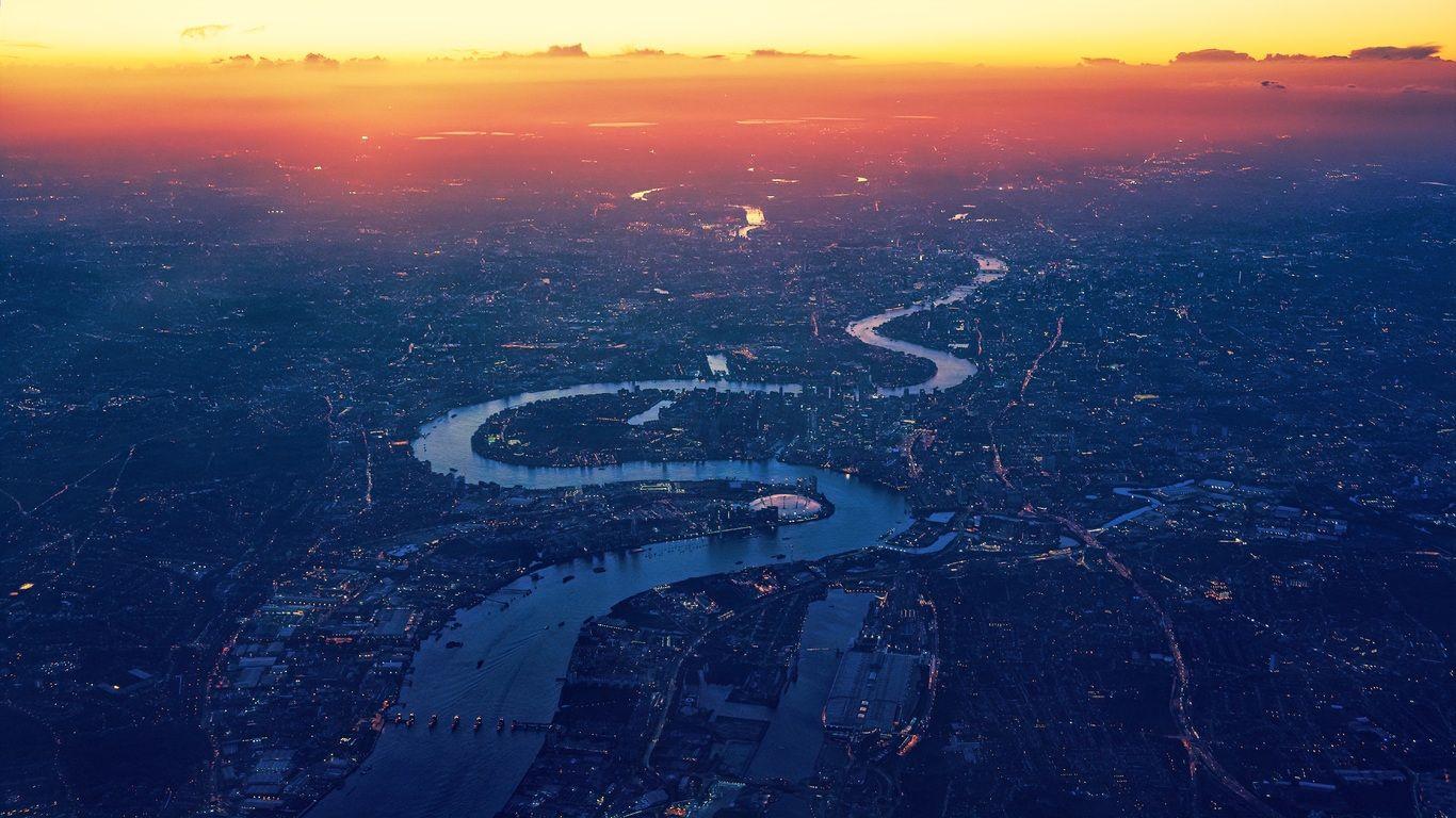 1366x768 London River Thames Aerial View 1366x768 Resolution HD 4k