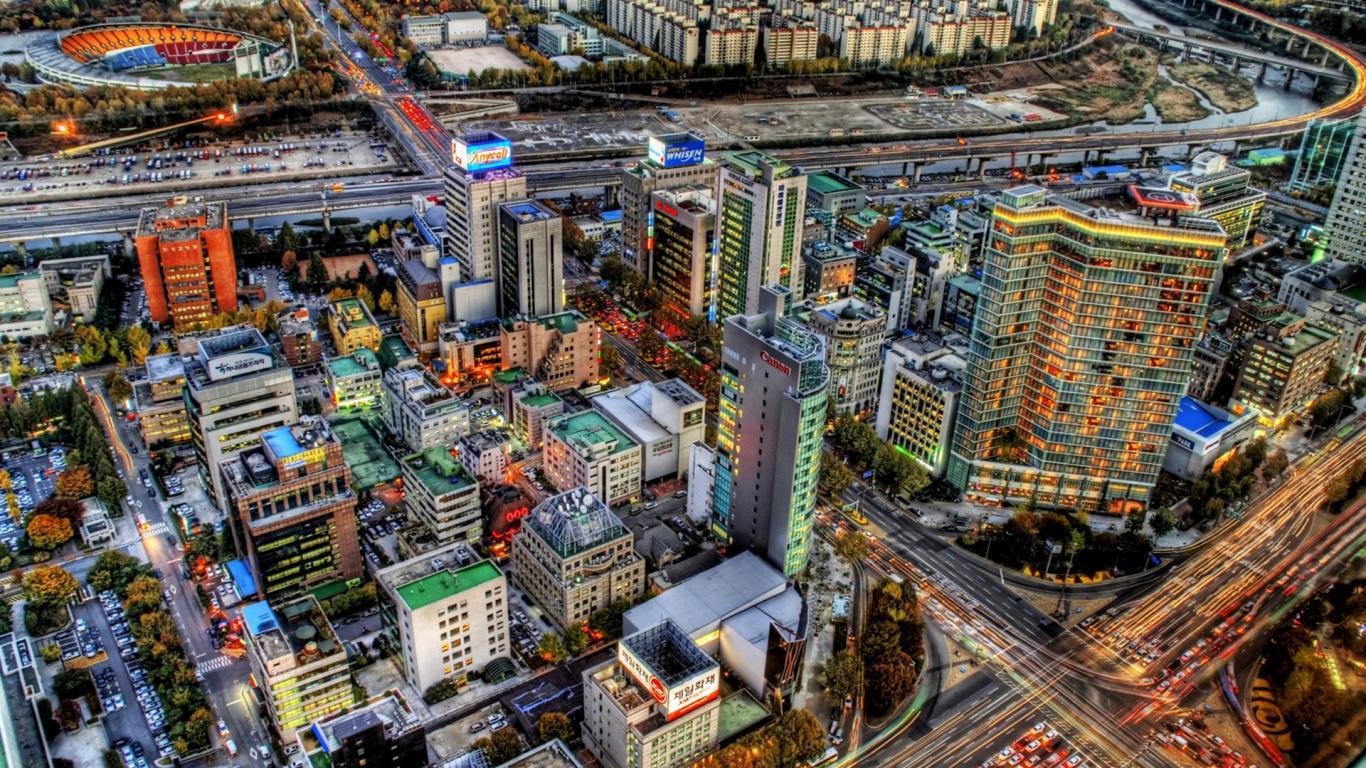 1366x768 Free download Korea Seoul Landscape Nature HD City Wallpaper