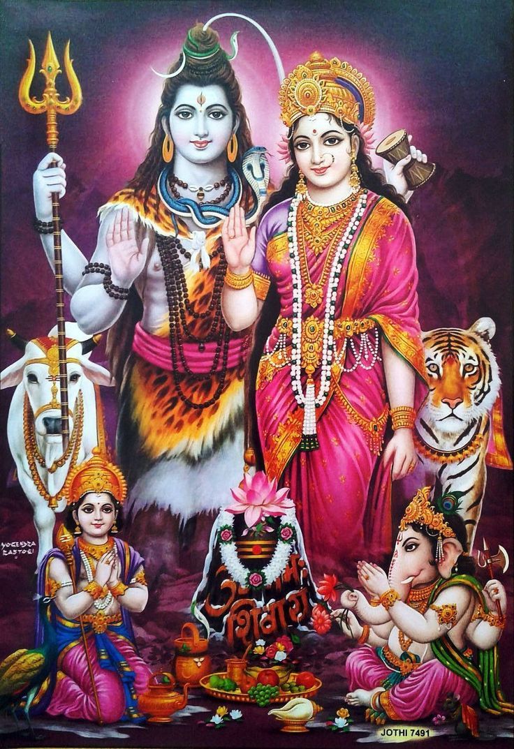 736x1073 Download Magnificent Shiva Parvati And Children Wallpaper