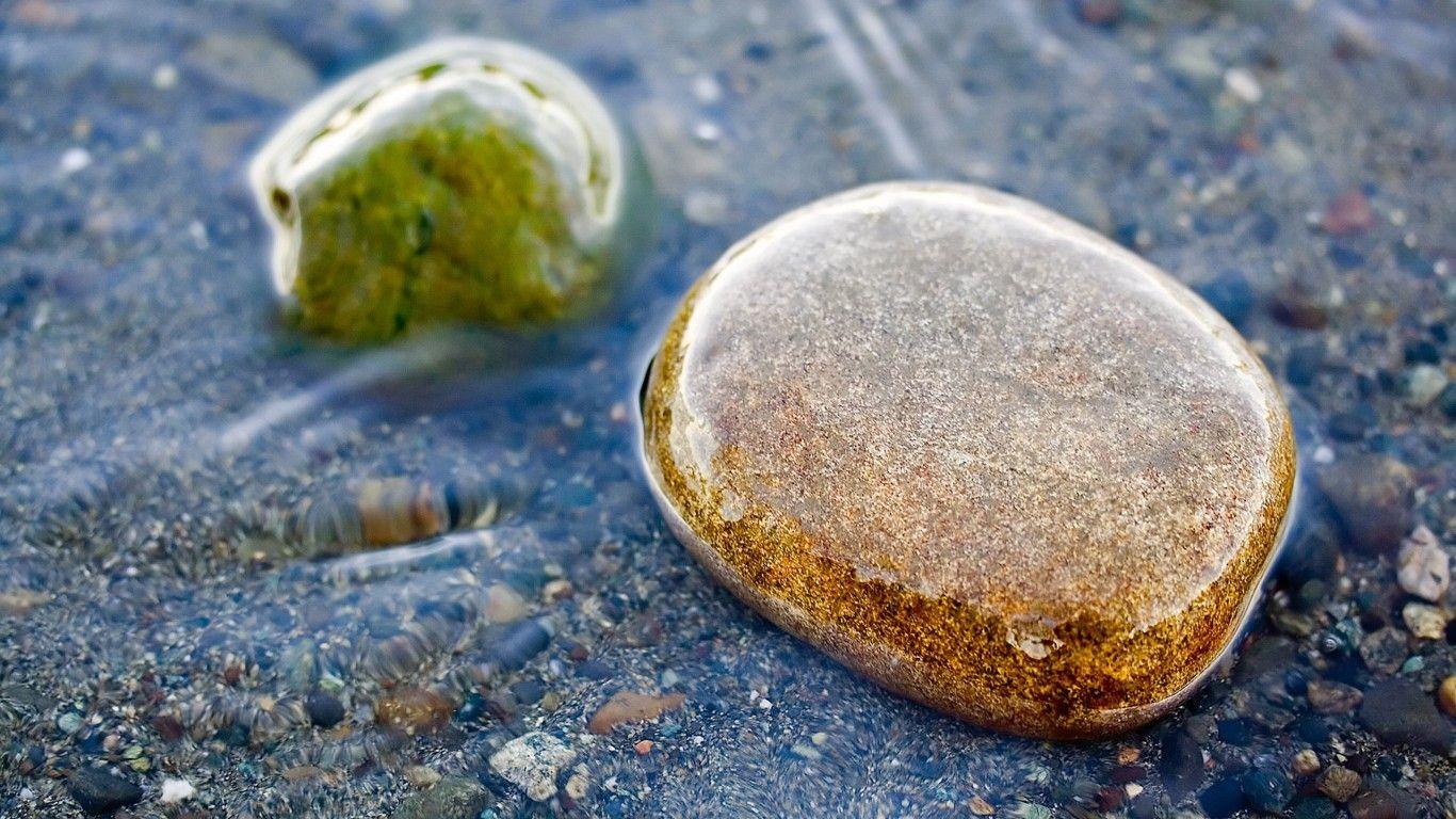 1366x768 Nature Stone Sand Water Crystal HD Wallpaper :