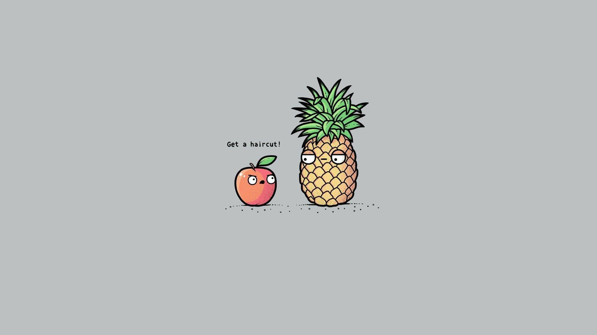 1920x1080 apple and pineapple digital wallpaper #minimalism #humor P