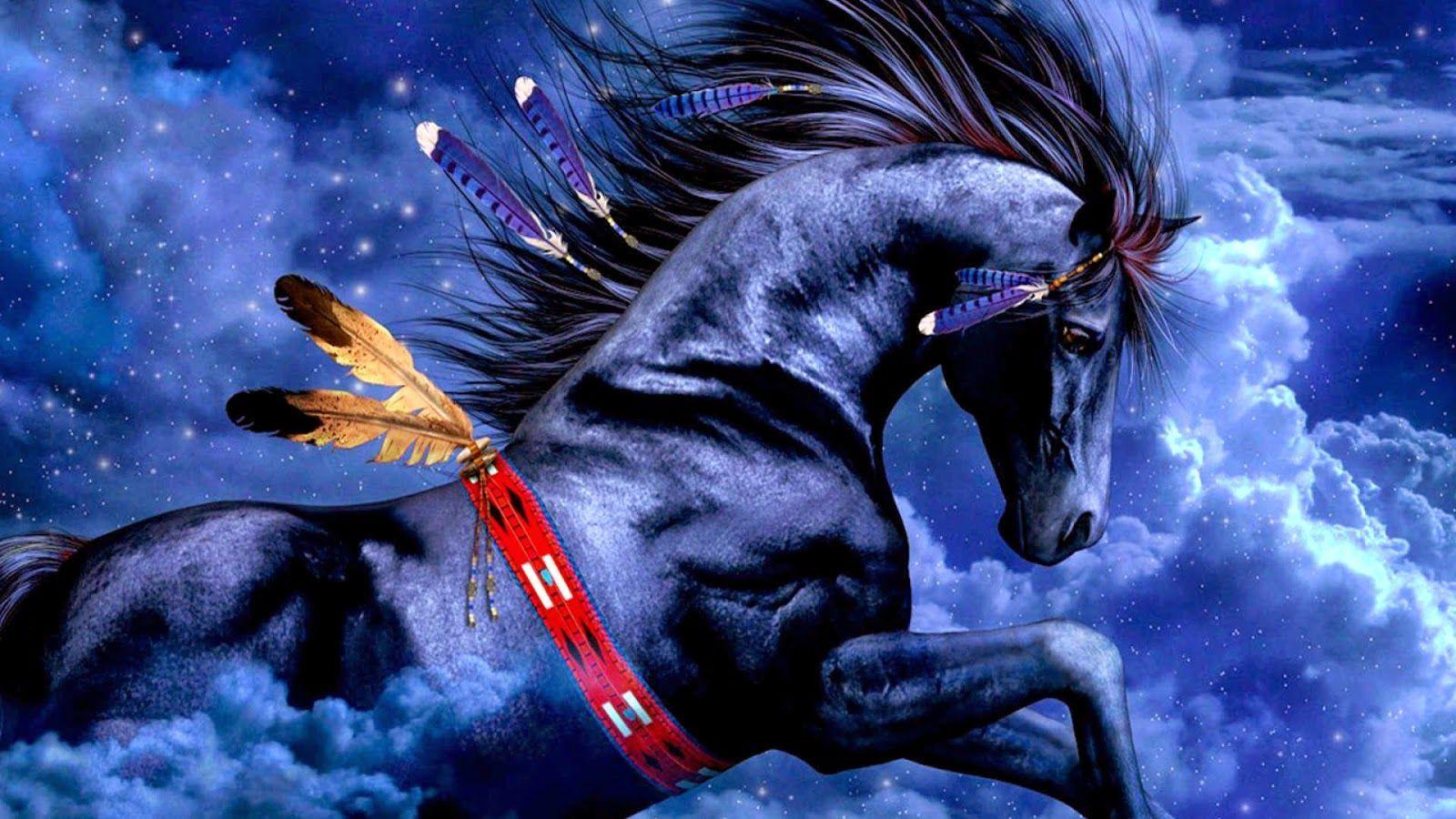 blue horse background