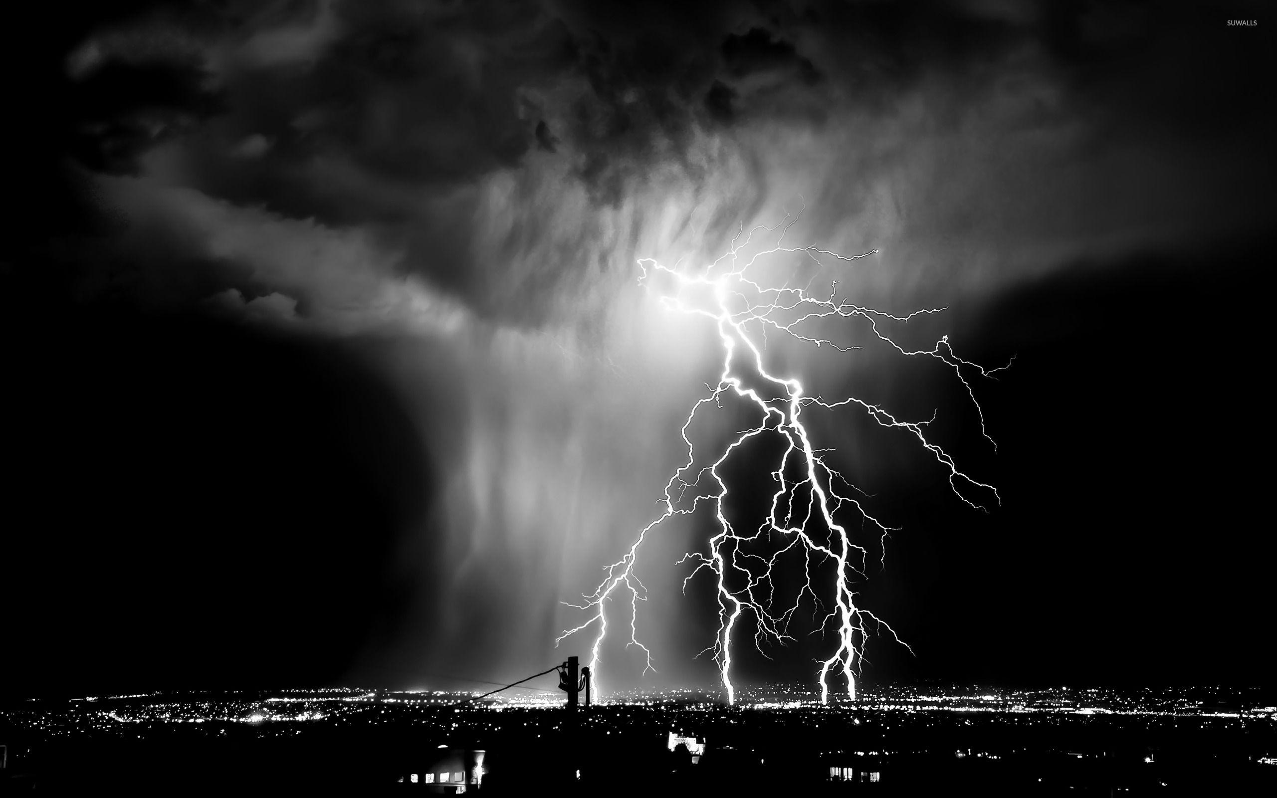2560x1600 Lightning over the city wallpaper wallpaper