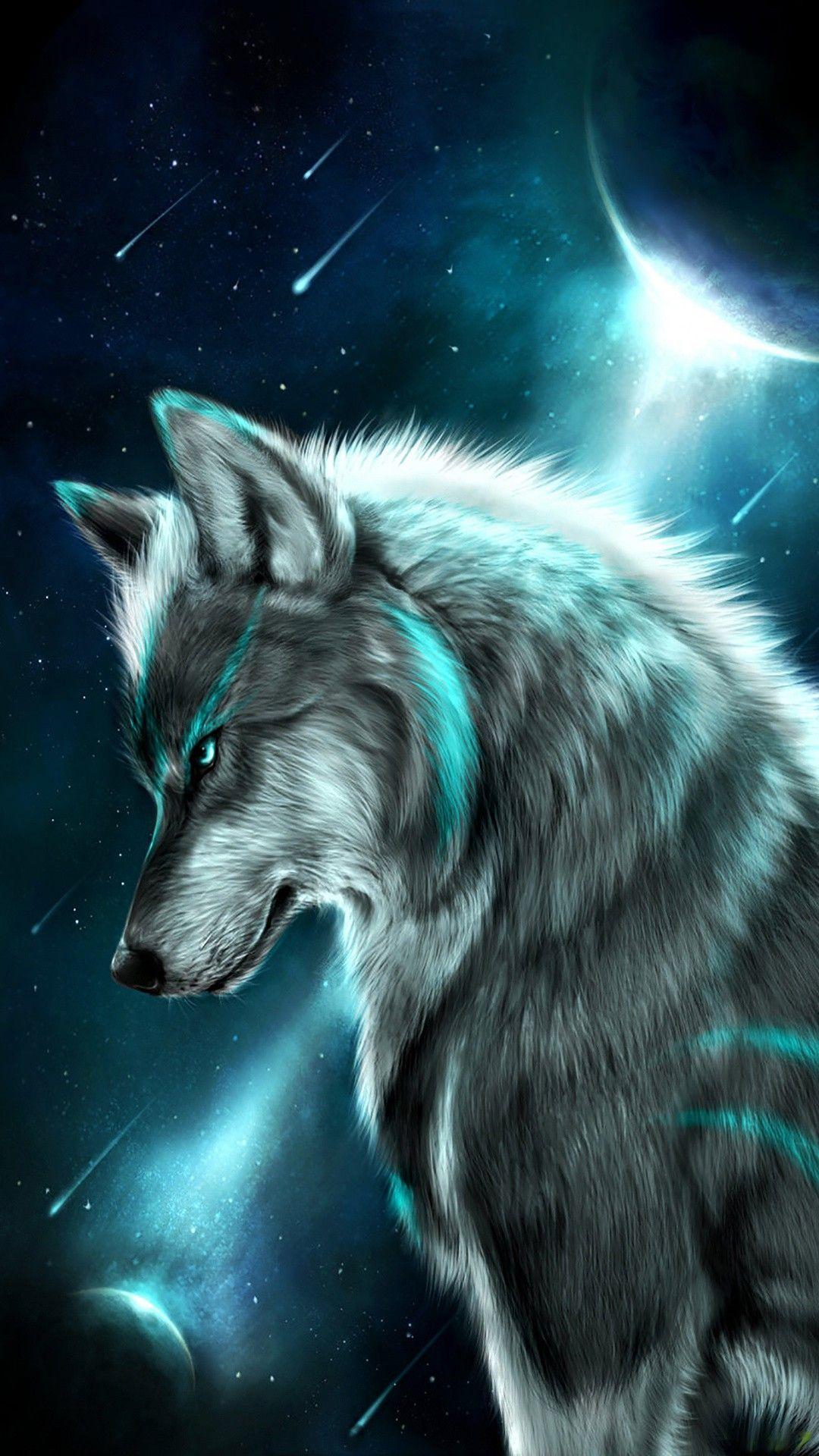 Wolf animal blue fantasy galaxy moon HD phone wallpaper  Peakpx