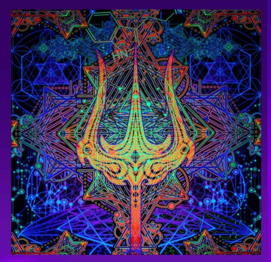 1140x1104 Astral Psychedelic Tapestry Trippy Wallpaper Trishula Power