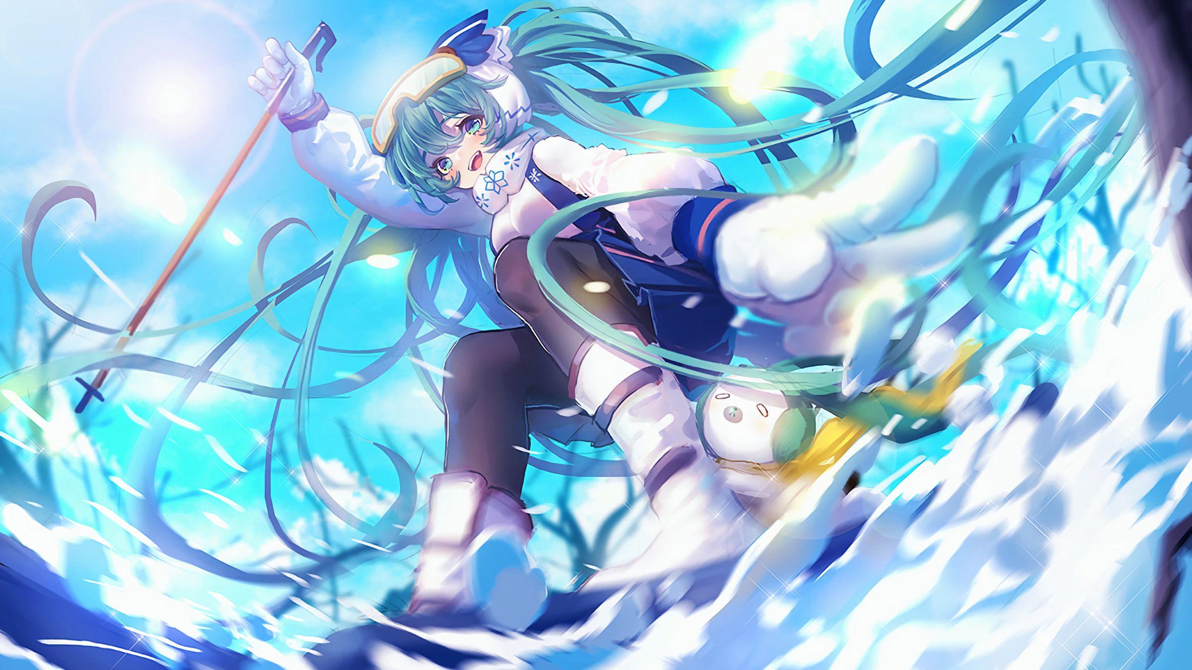 2400x1350 Snow Miku Wallpaper
