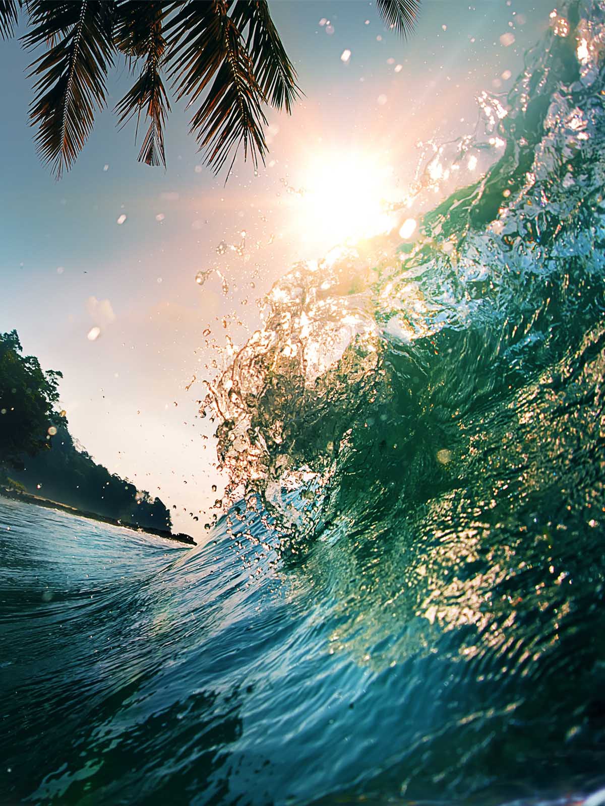 1200x1600 Beach Sea Waves Sunshine 4K Ultra HD Mobile Wallpaper