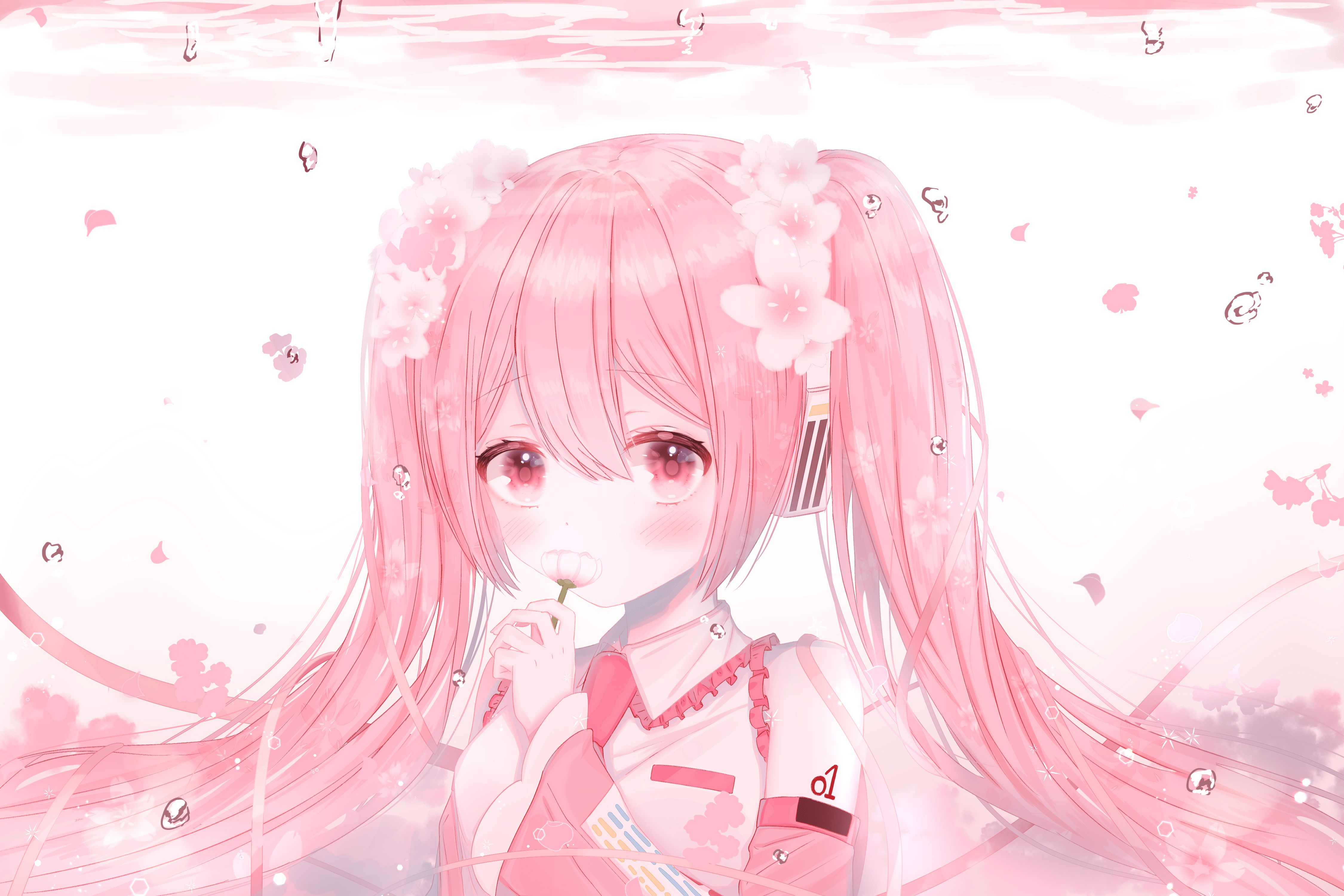 4500x3000 Girl Sakura Miku with pink hair anime Vocaloid wallpaper