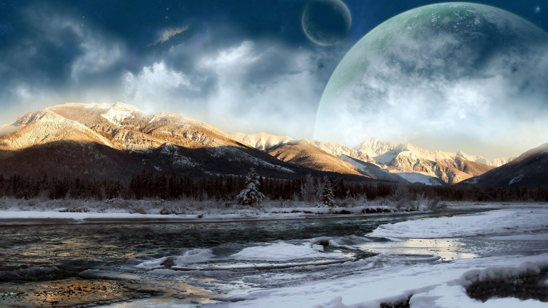 1920x1080 Fantasy Winter Field Scenery Background Widescreen and HD background