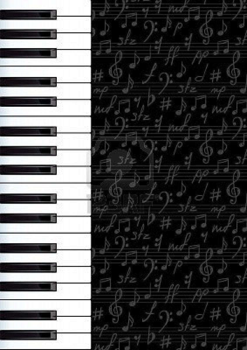 849x1200 Abstract background with piano keys and musical symbols. Vector