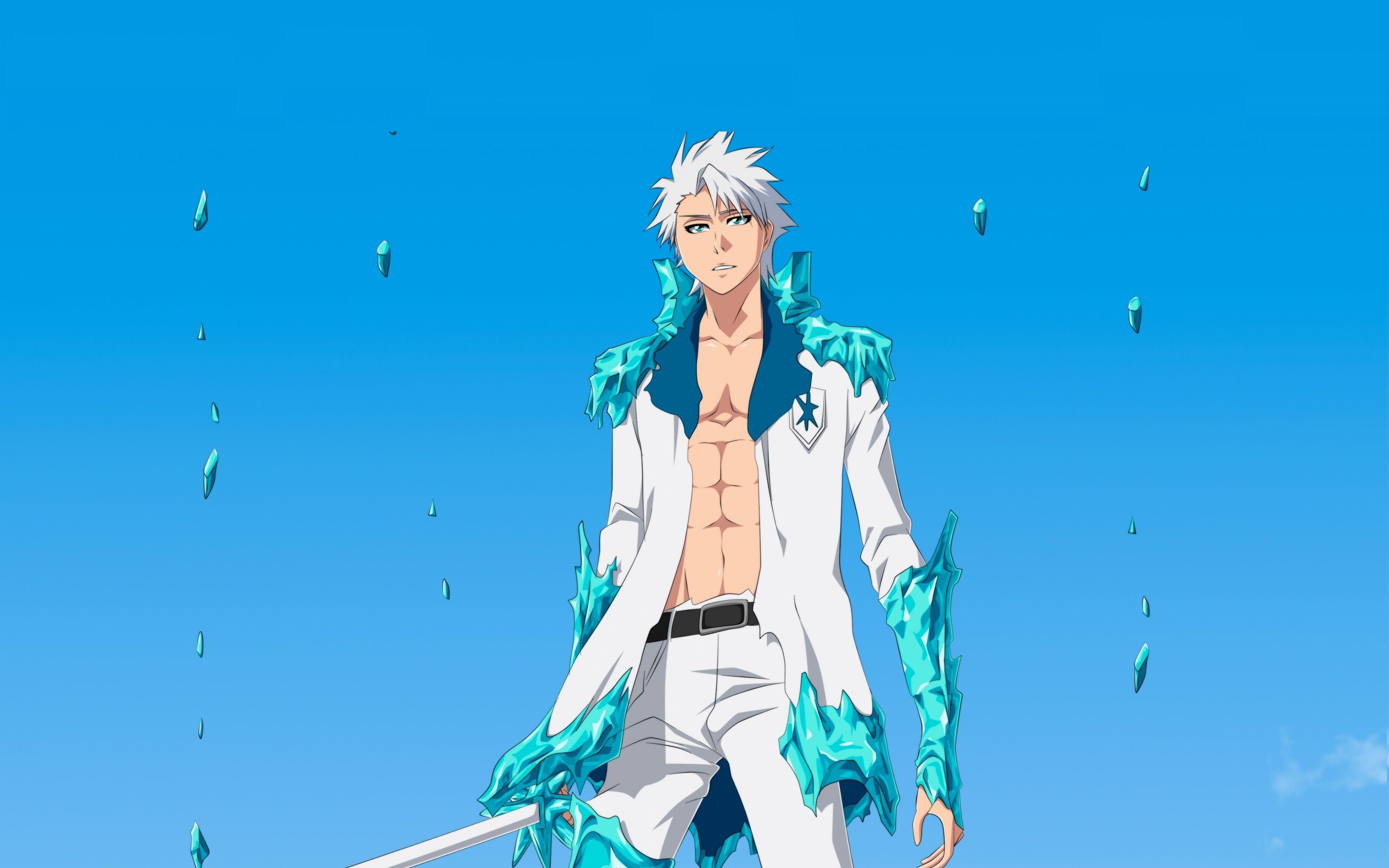 3840x2400 Download wallpaper Toshiro Hitsugaya, 4k, minimal, blue