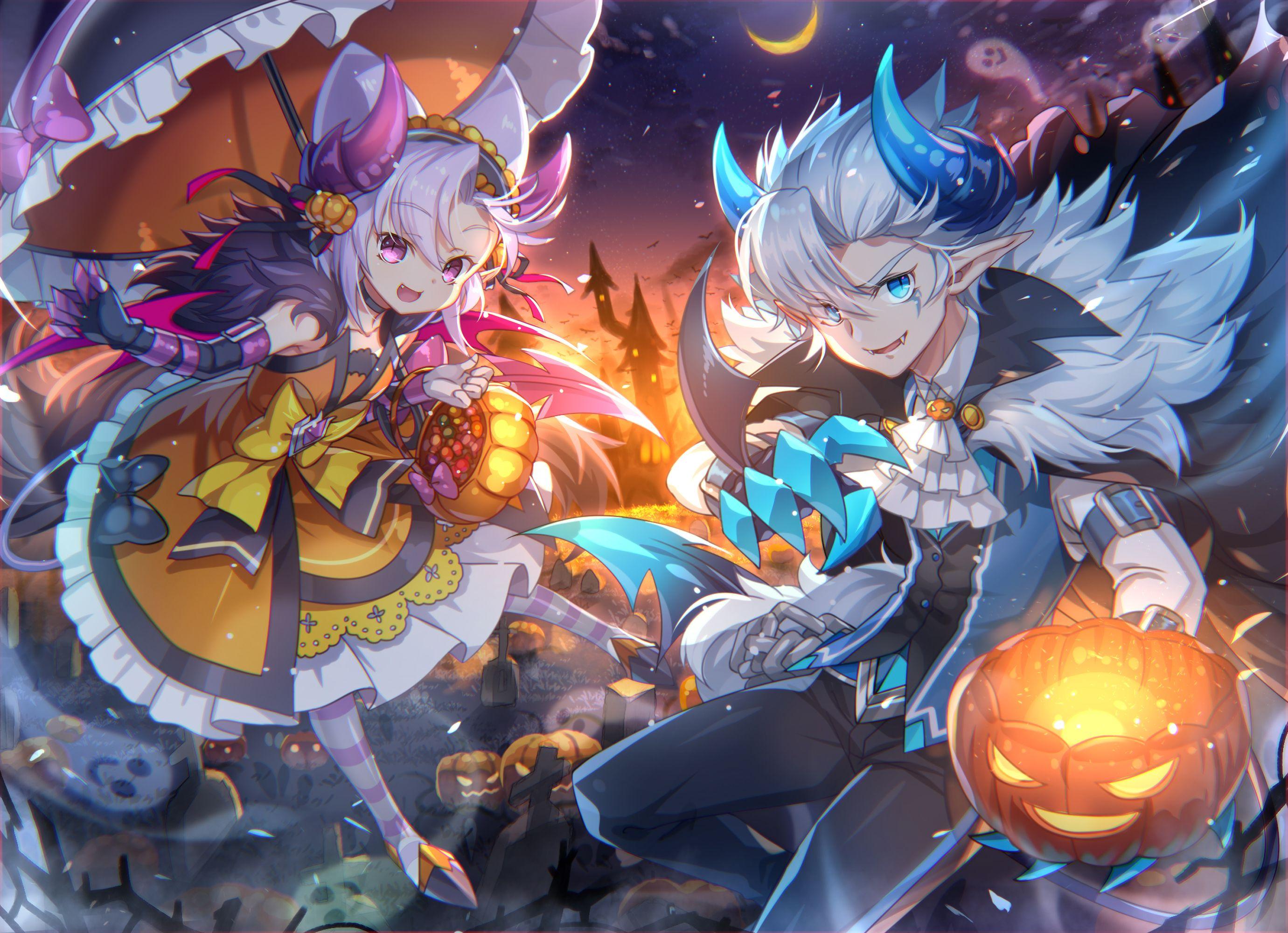 2761x2000 aqua eyes capura lin grand chase halloween loli male pink eyes
