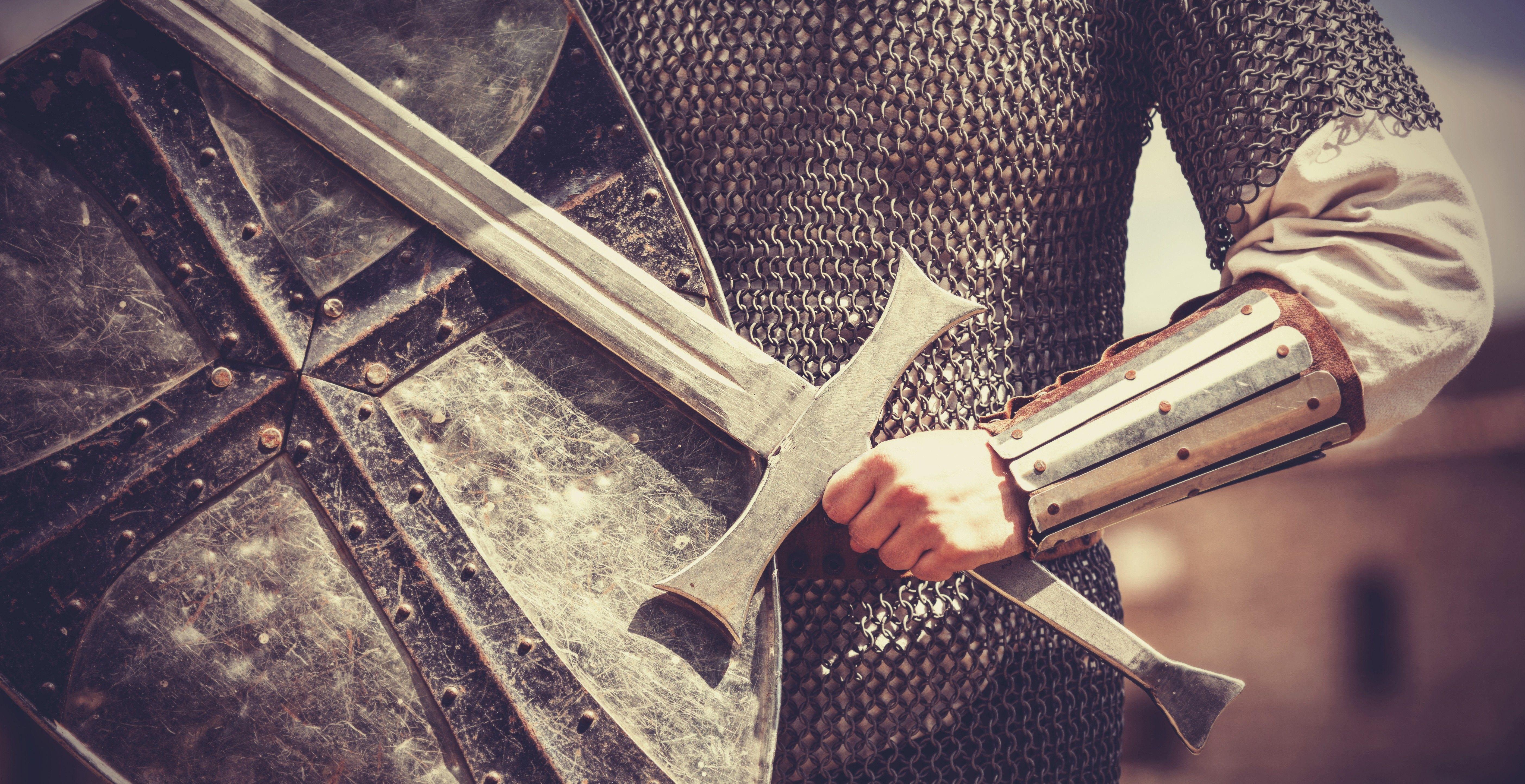 5616x2888 #medieval, #armor, #shield, #soldier, wallpaper. Mocah