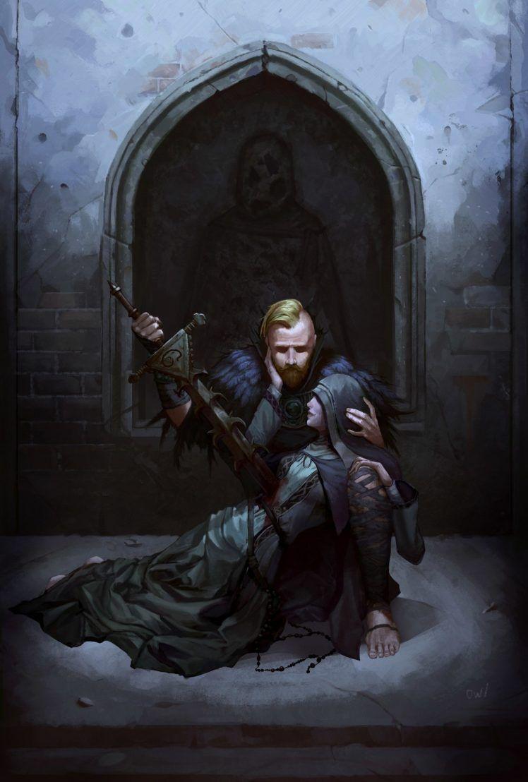 748x1108 knight, Fantasy art, Sword, Blood Wallpaper HD / Desktop