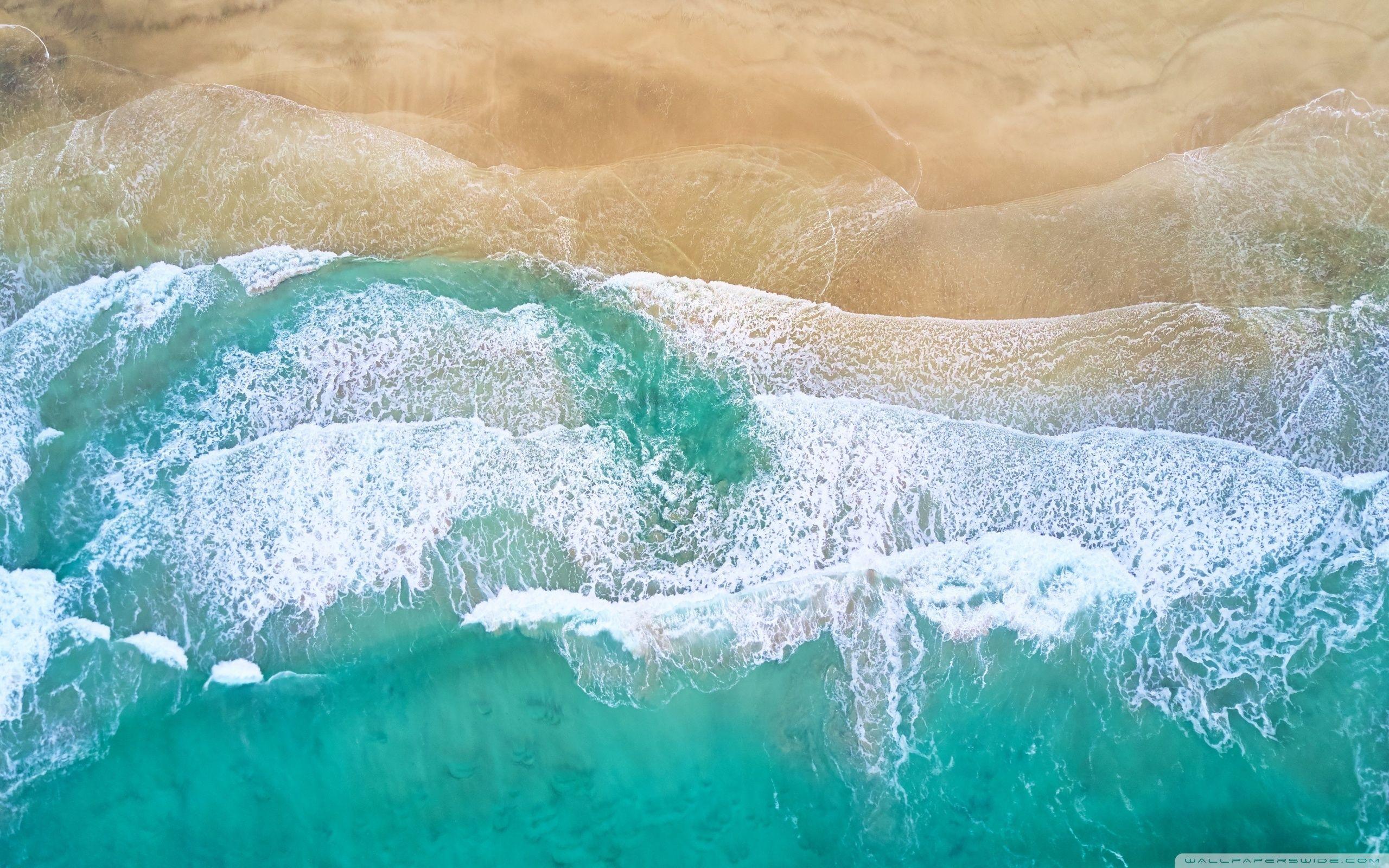2560x1600 Beautiful Beach Waves Drone Photography Ultra HD Desktop