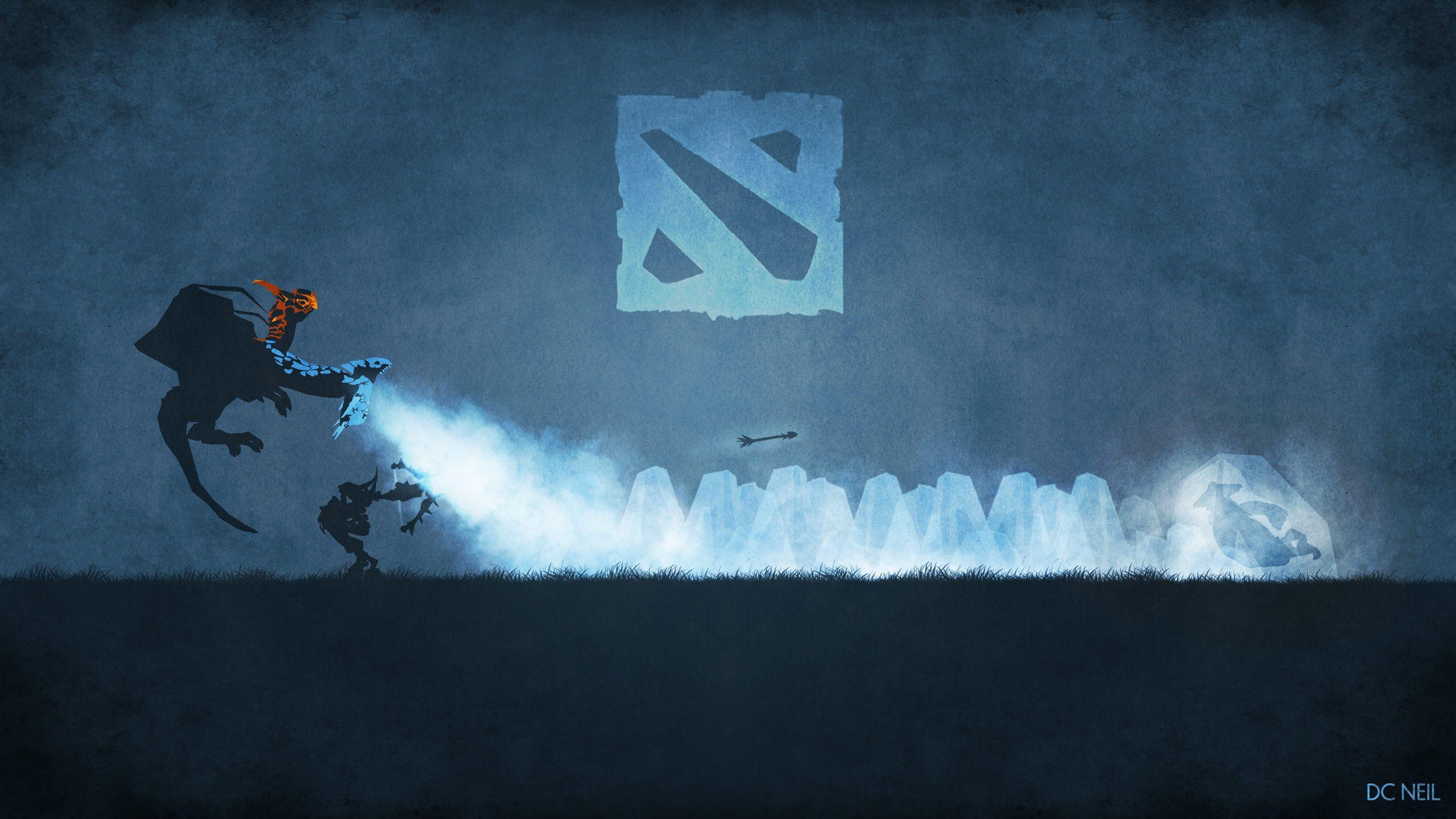 2560x1440 Beautiful DOTA 2 Posters & Heroes Silhouette HD Wallpaper