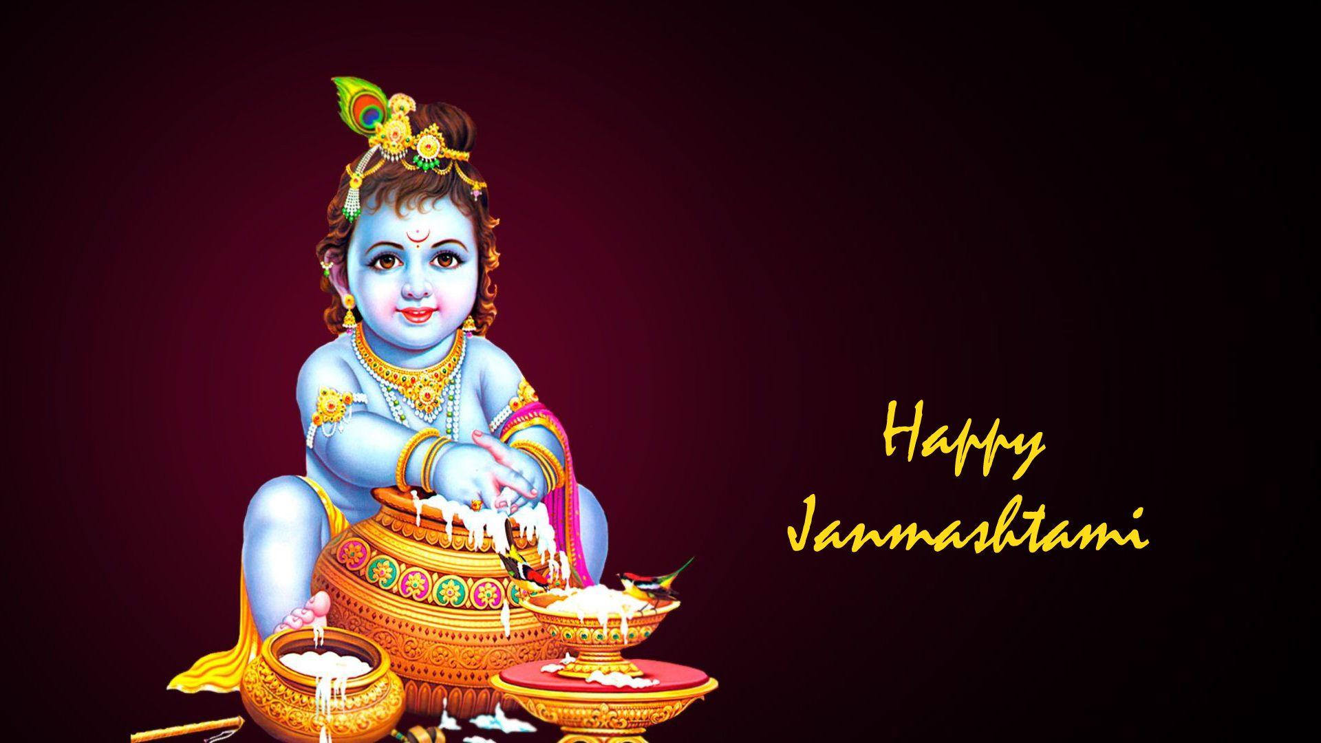1920x1080 Happy Janmashtami Kanuda Maataki Butter Radha 2020 Wallpaper