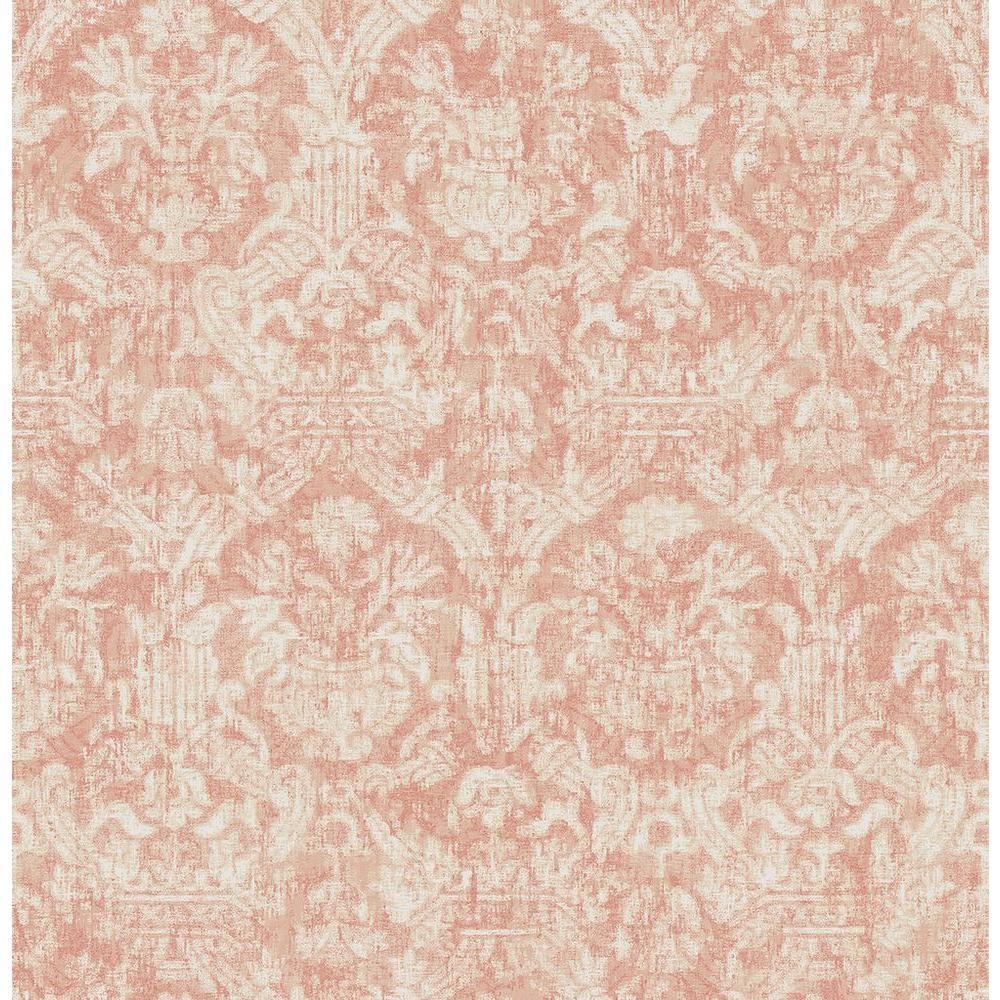 1000x1000 Lotus Coral (Pink) Damask Wallpaper Sample. Pink damask, Damask