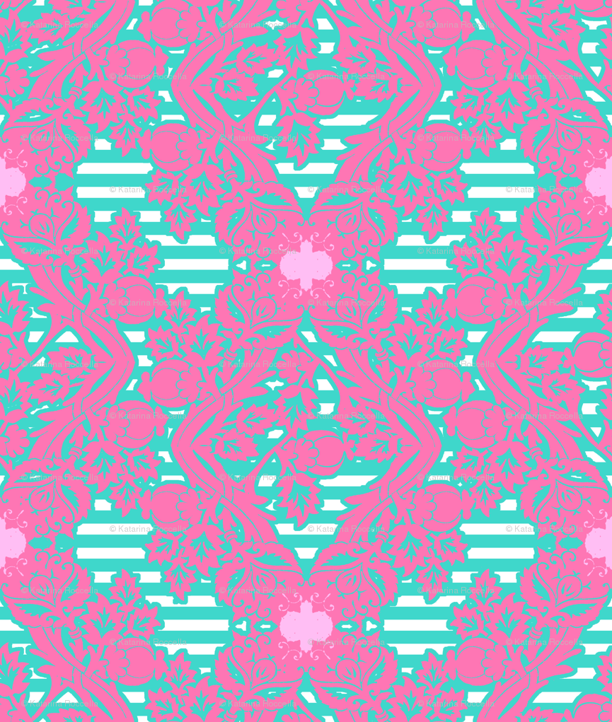 865x1021 floral damask aqua pink wallpaper