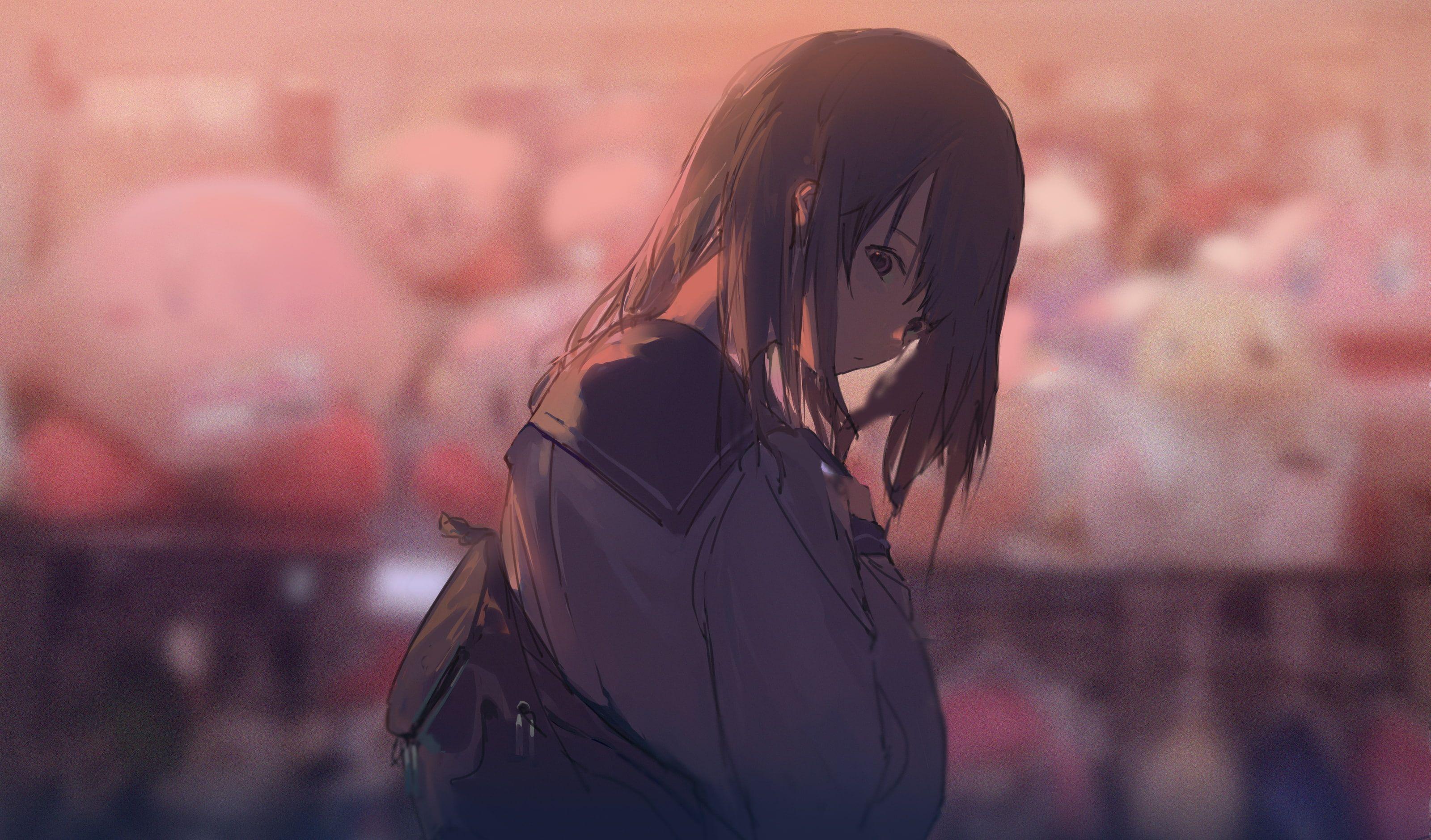 3200x1880 Anime Girls, Dark Hair, Brunette Girl With Dark Hair