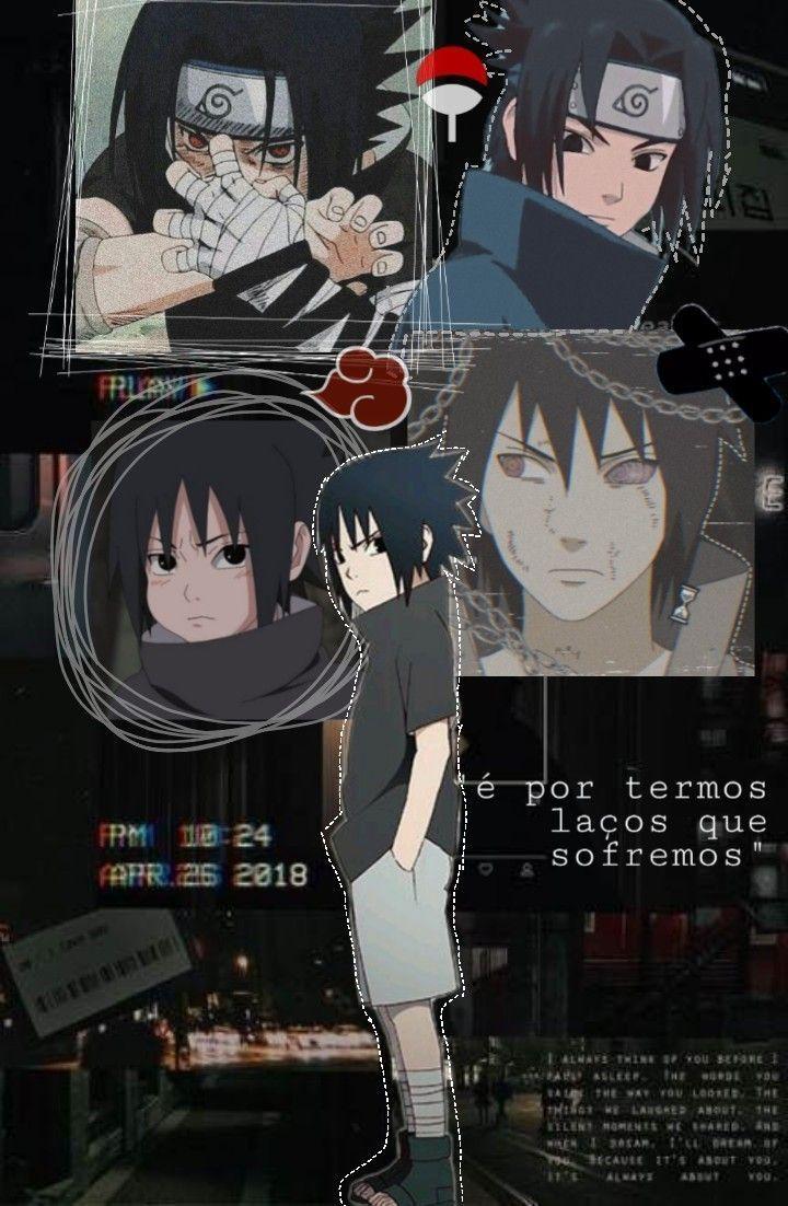 wallpaper do personagem sasuke uchiha do anime naruto em um