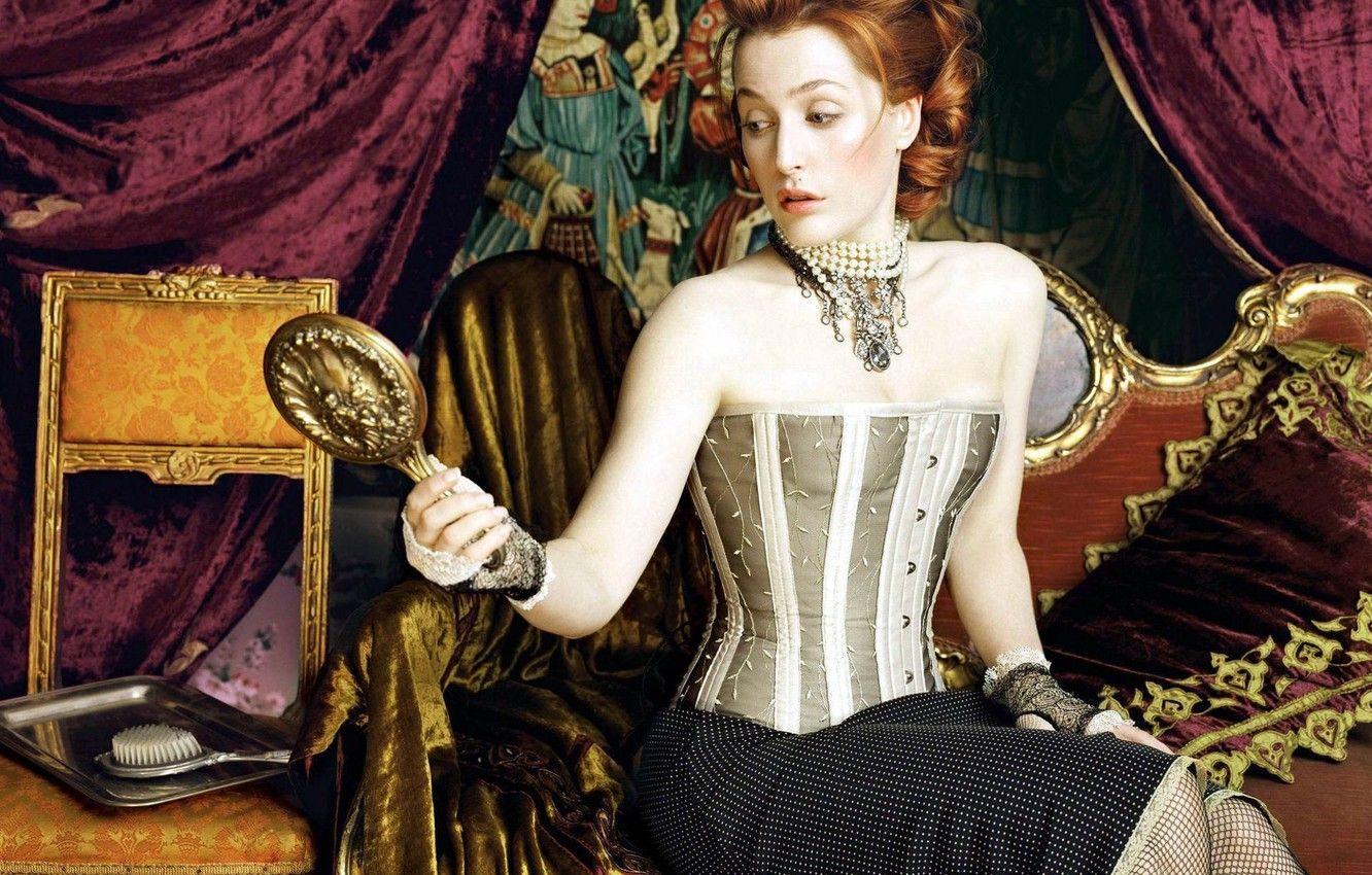 1332x850 Wallpaper look, actress, mirror, Gillian Anderson, Gillian