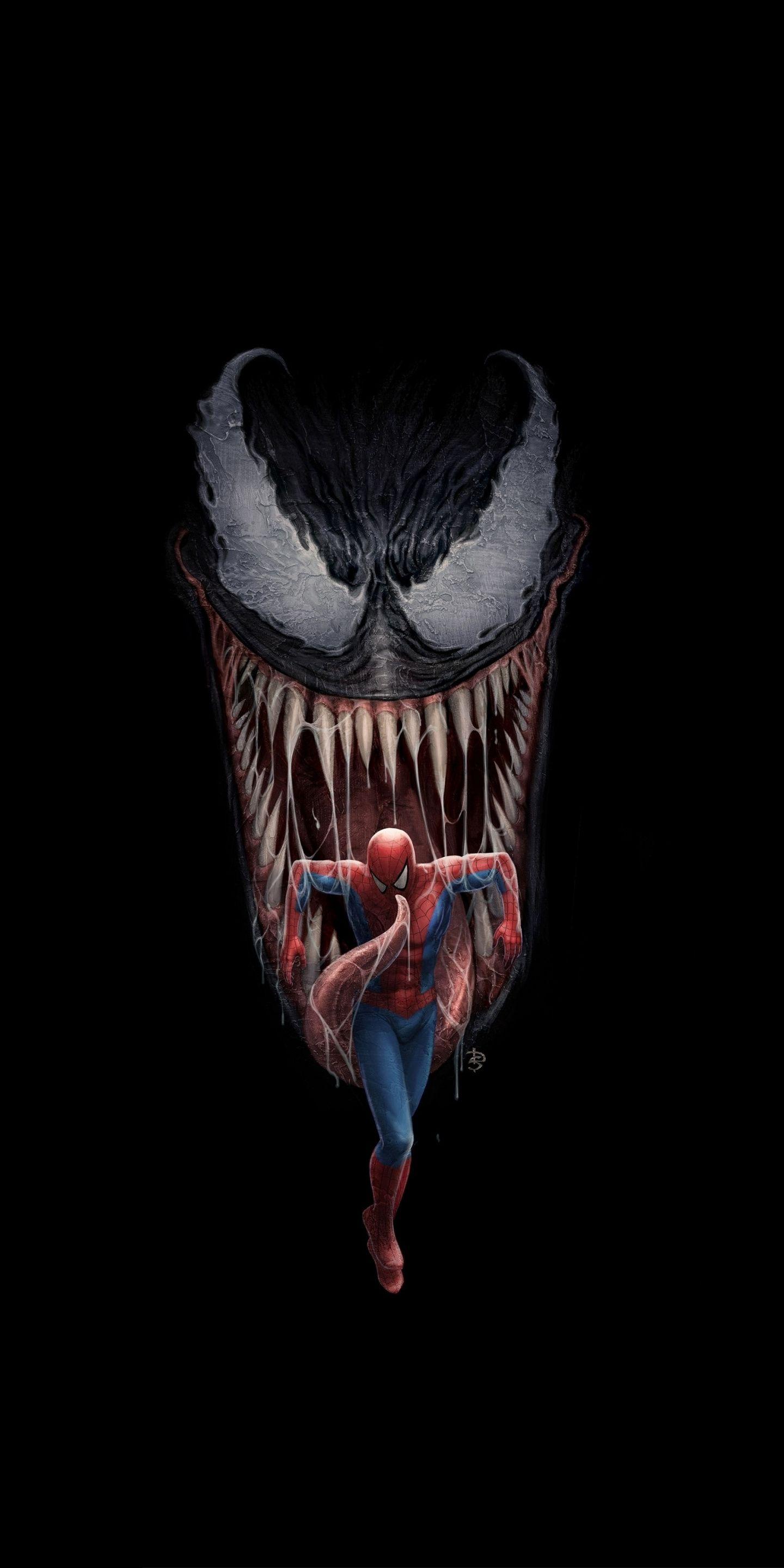 1440x2880 Spiderman Vs Venom Cartoon Android Wallpaper