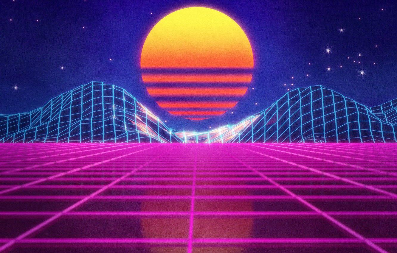 1332x850 Free download Wallpaper The sun Mountains Music Stars Neon